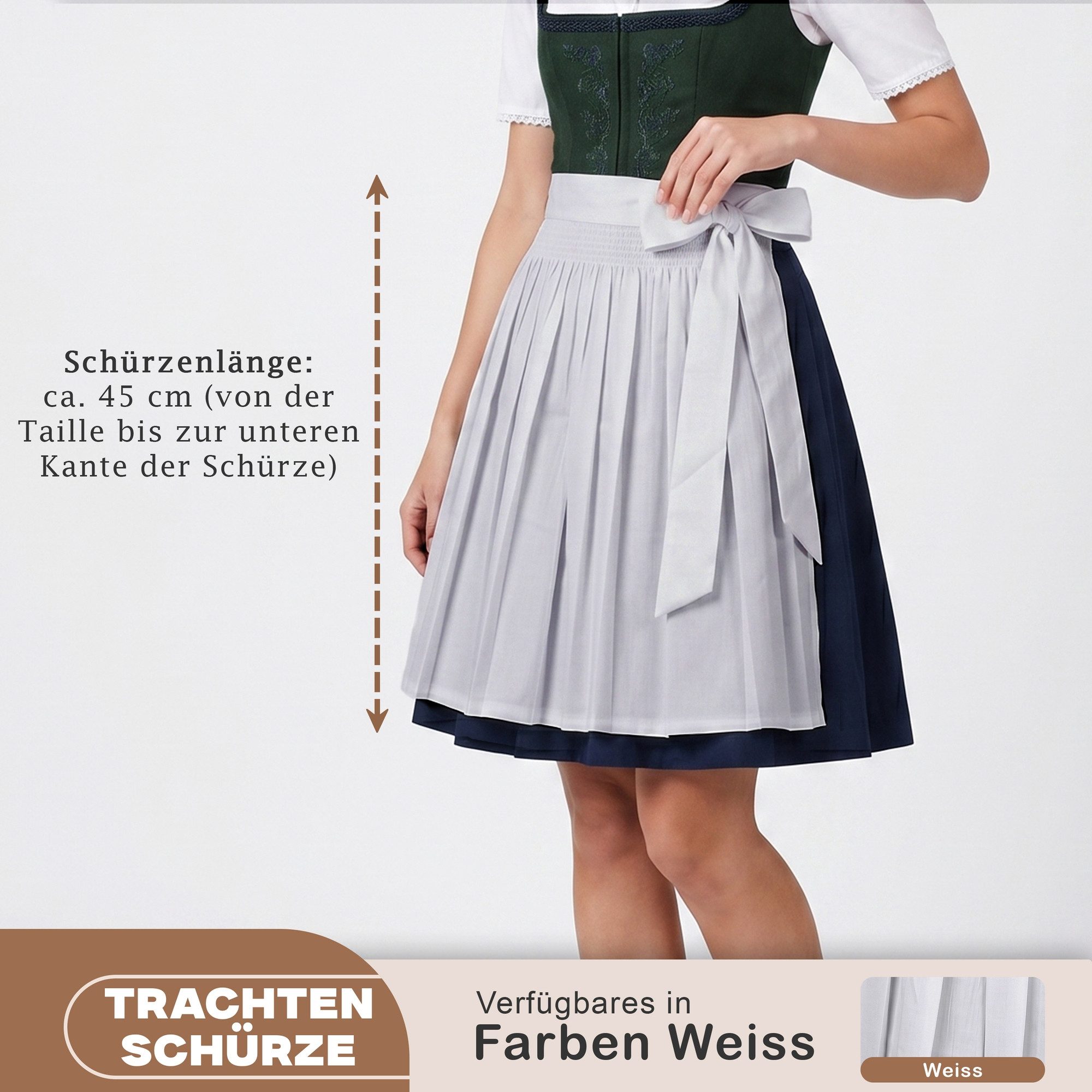 German Wear Dirndlschürze GW1601-1 Weiß, Dirndl Schürze Trachtenschürze Dirndel Tracht Weiss