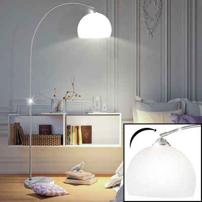 etc-shop LED Bogenlampe, Wohnzimmer Steh Leuchte Marmor Sockel Lese Lampe Beleuchtung im Set inklusive 10 Watt LED Leuchtmittel