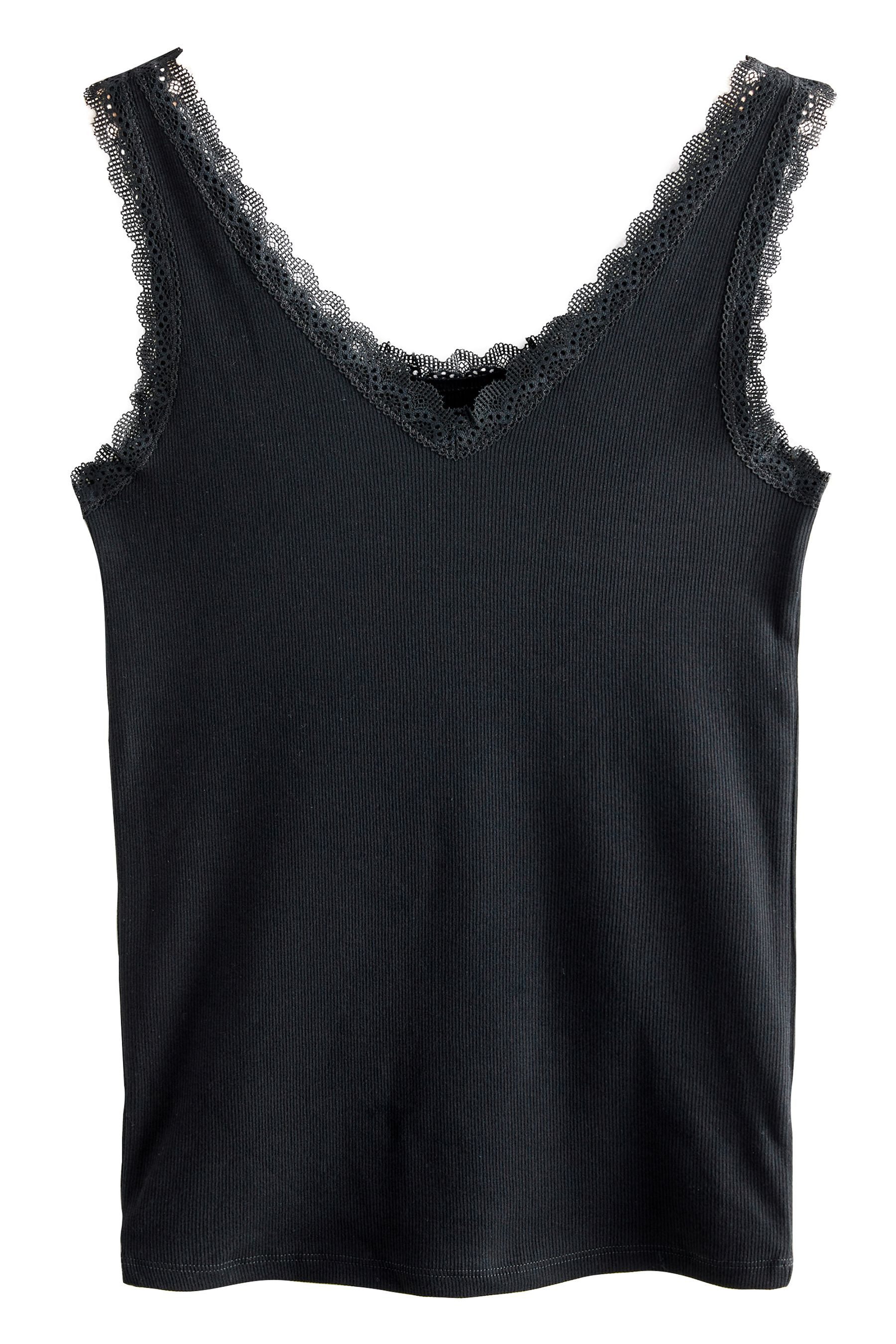 Next Trägertop Gerippte Trägertops mit Spitzenbesatz im 2er-Pack (2-tlg)