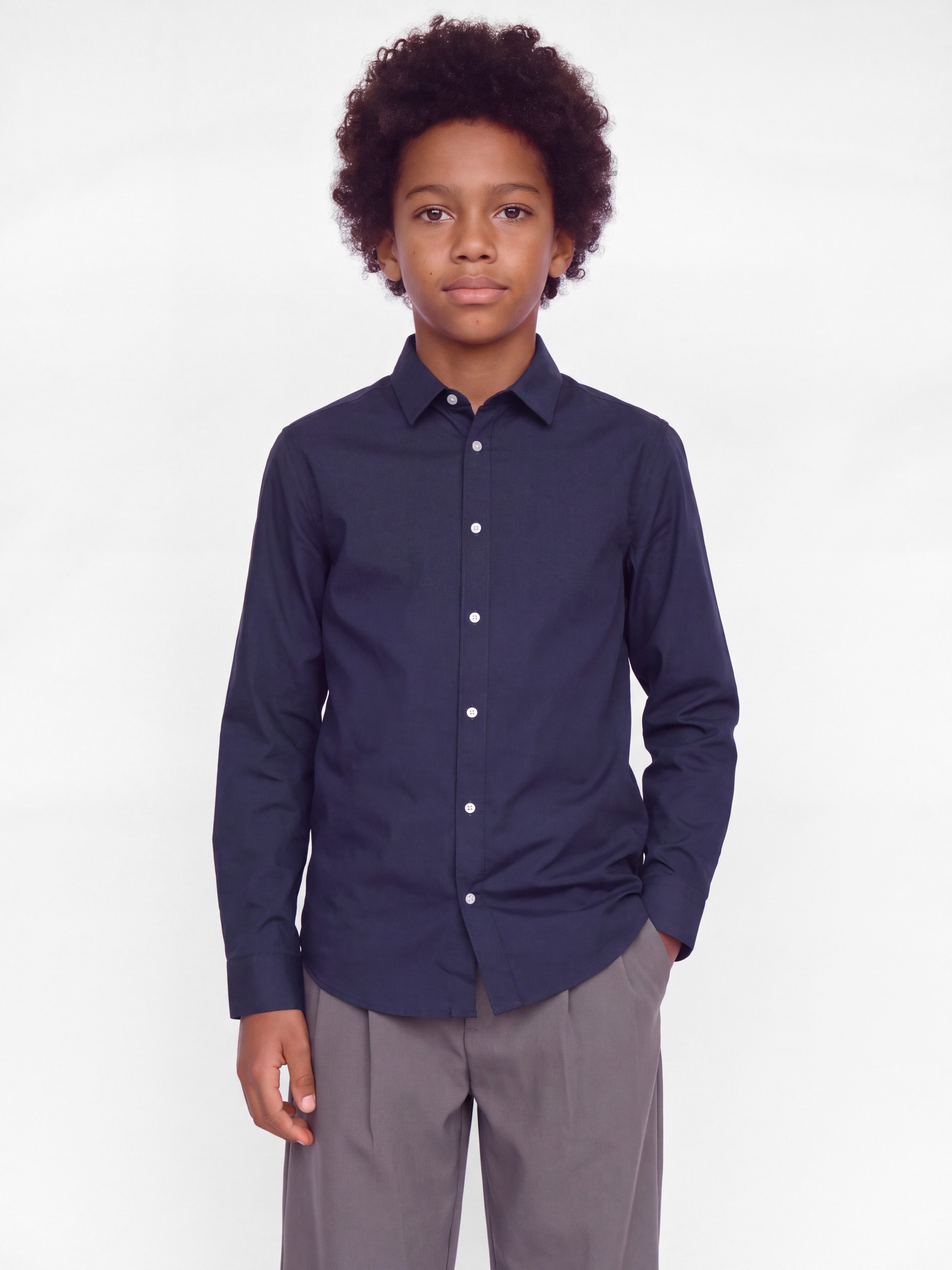 Jack & Jones Junior Langarmhemd JJJOE SHIRT LS PLAIN NOOS JNR Materialmix, regular fit