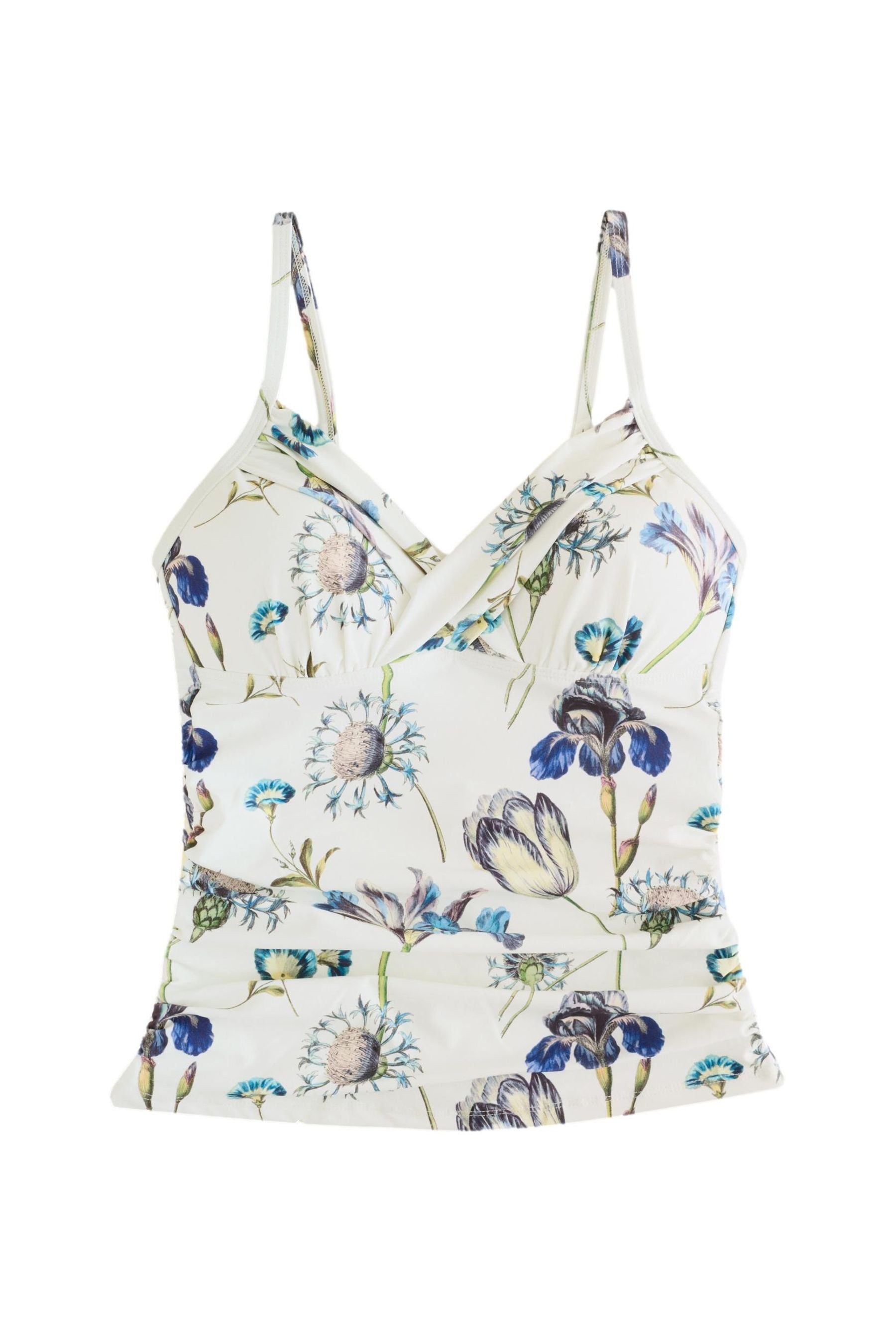 Damens Tankini-Top Mit Bügel-BH & Bauchkontrolle – Neckholder, V-Ausschnitt, Gerüscht