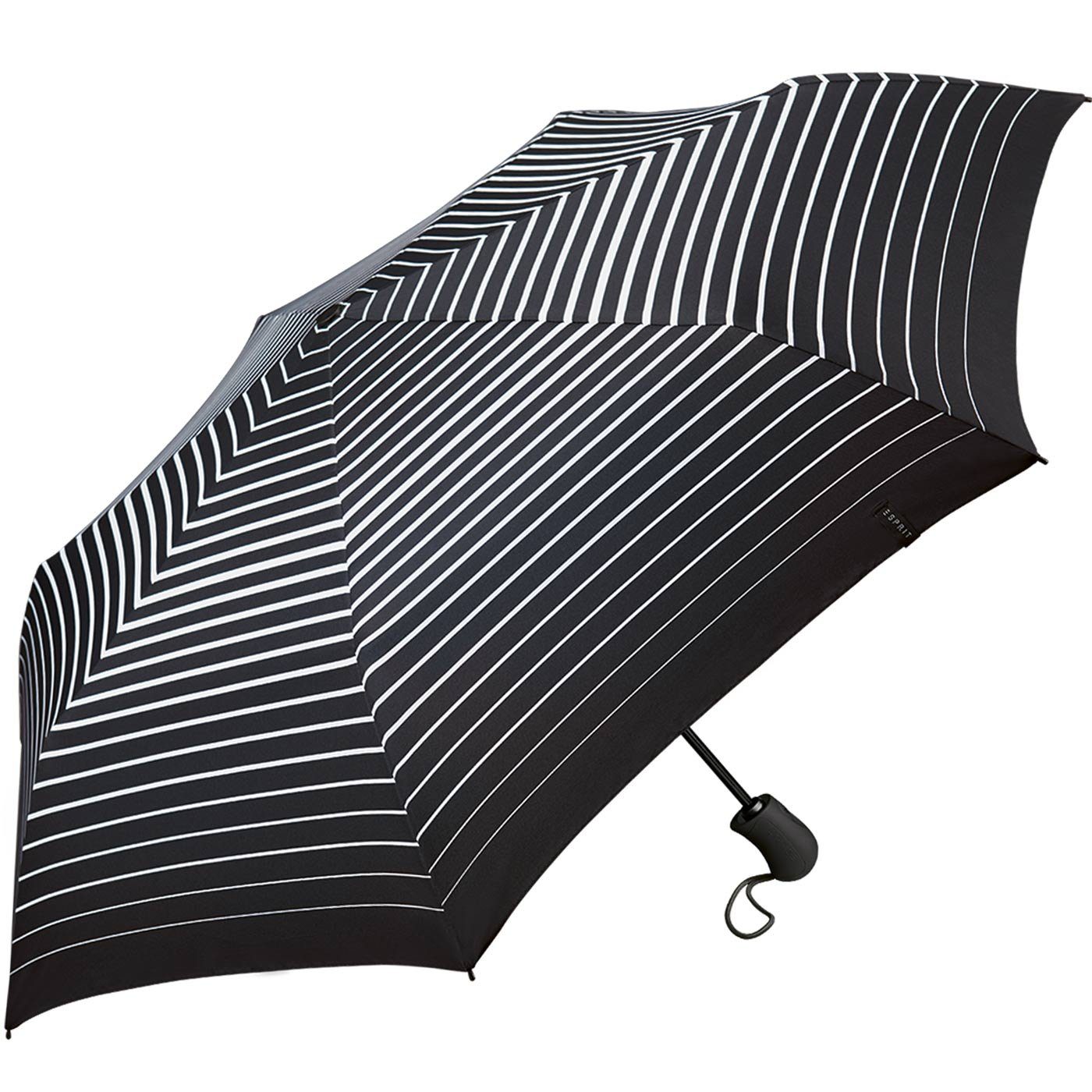 Taschenregenschirm Auf-Zu Degradee stabil, in moderner Streifen-Optik praktisch, Automatik Stripe Light Esprit black, Easymatic - schwarz-weiß