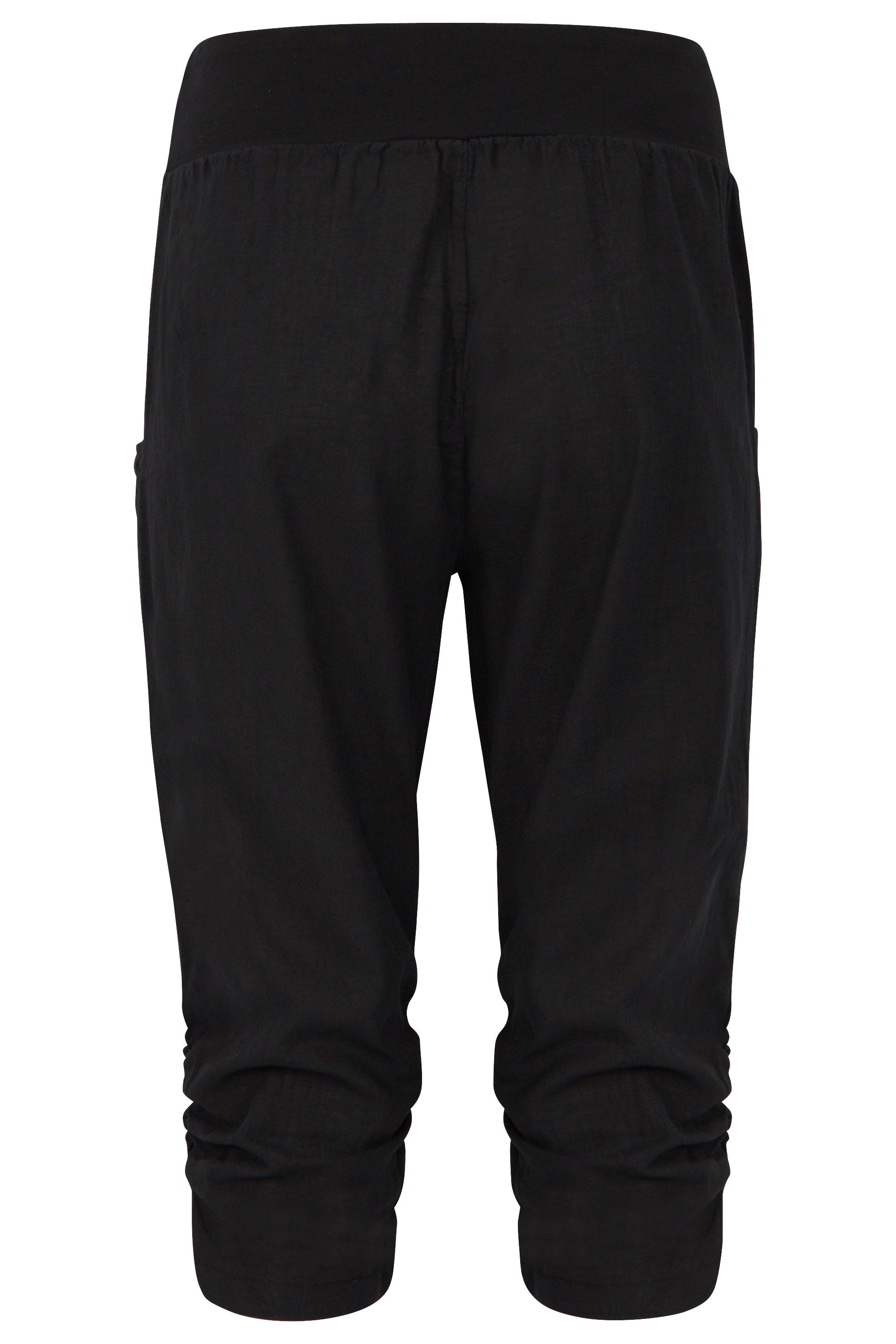 malito more than fashion Leinenhose malito Damen Hose aus Leinen, Stoffhose in Uni Farben, Freizeithose Capri Leinen Hose mit elastischem Bund