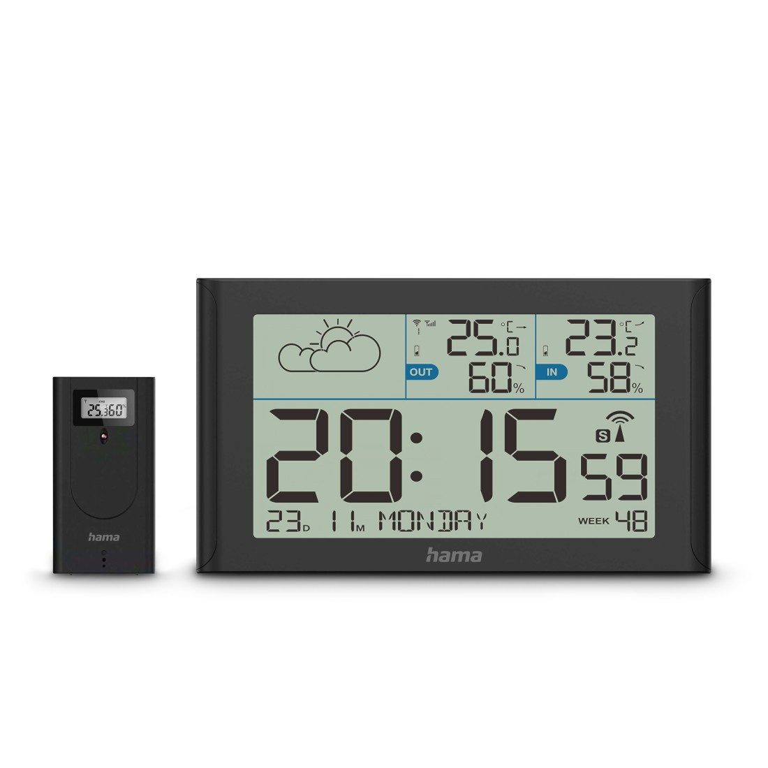 Hama Wetterstation "Sylt" mit Außensensor, Funk, Wecker Wetterstation (Innen-/Außentemperatur, Hygrometer)