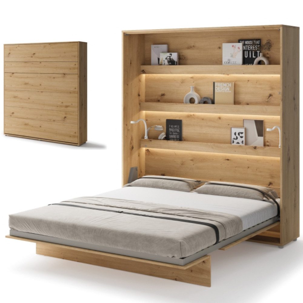 yourhouse24 Schrankbett Bed Concept Vertikal Gästebett Eiche Artisan 90/120/140/160/180cm