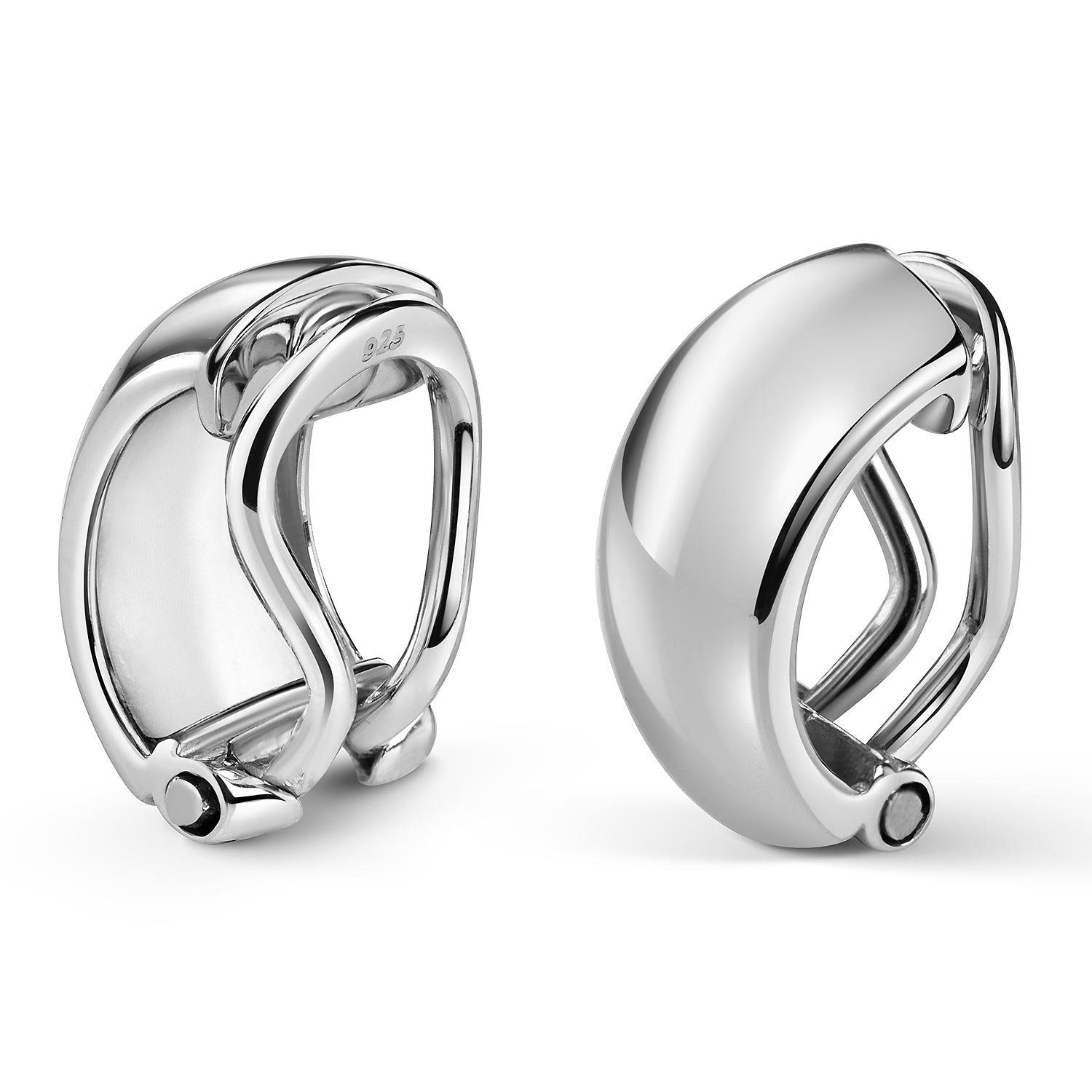 Materia Paar Ohrclips Damen Silber Hochglanz Clip-Verschluss SO-504, 925 Sterling Silber, rhodiniert