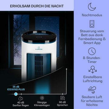 Klarstein Ventilatorkombigerät IceWind Plus Smart 4-in-1 Luftkühler, mit Wasserkühlung & Eis mobil Klimagerät ohne Abluftschlauch