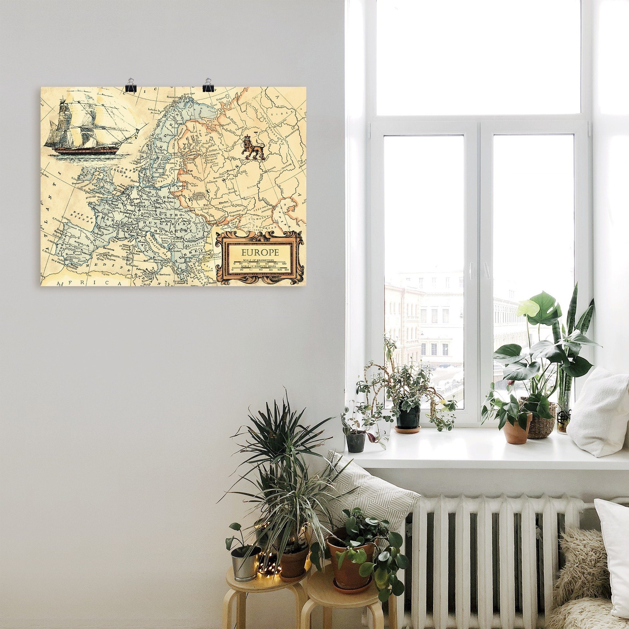Europakarte, Wandbild versch. Größen Landkarten Artland als Leinwandbild, in oder St), (1 Wandaufkleber Poster Alubild,