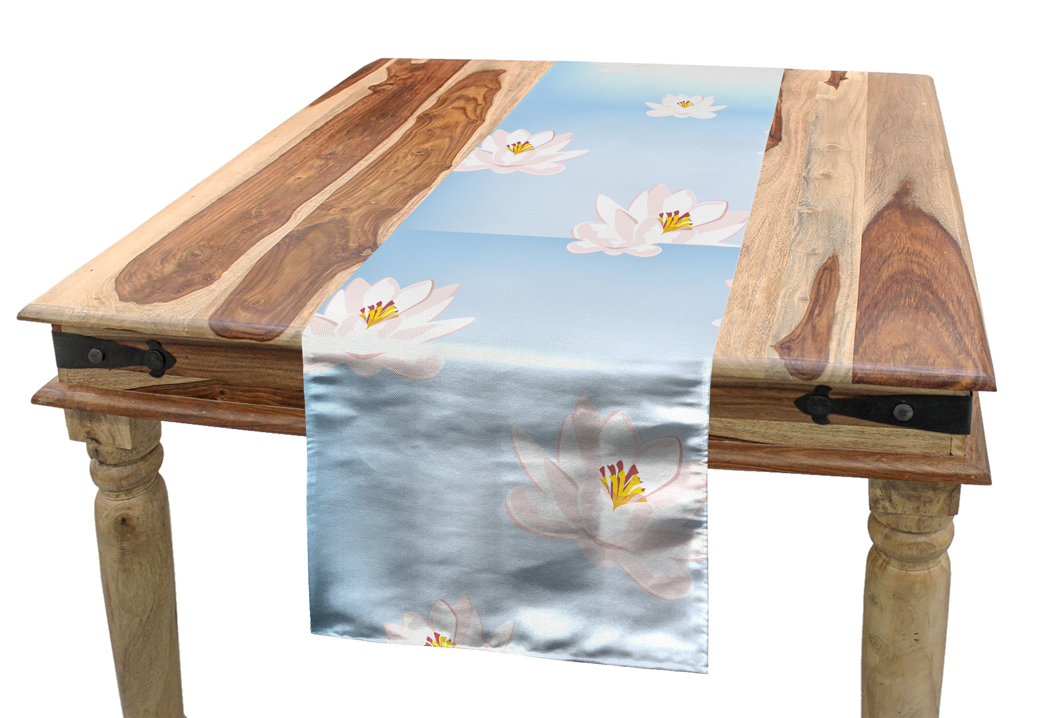 Abakuhaus Tischläufer Esszimmer Küche Rechteckiger Dekorativer Tischläufer, Blume Cartoon Water Lily