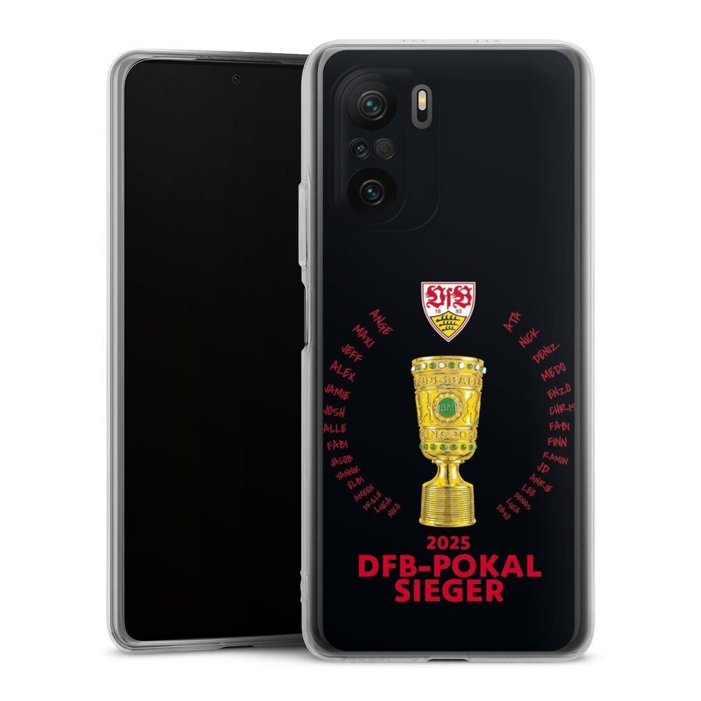 DeinDesign Handyhülle VfB Stuttgart Pokal Offizielles Lizenzprodukt, Xiaomi Poco F3 Silikon Hülle Bumper Case Handy Schutzhülle