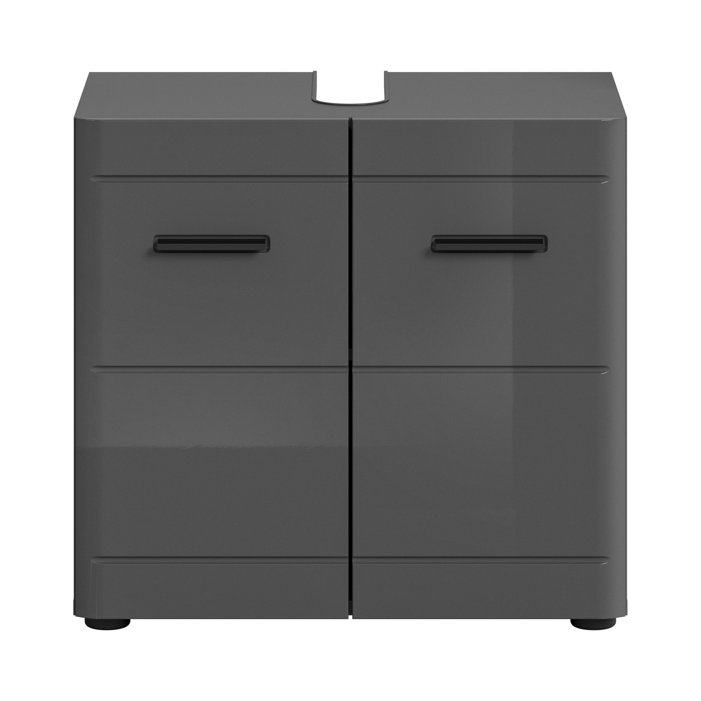 xonox.home Waschbeckenunterschrank in Grau Hochglanz - 60x56x34cm (BxHxT)
