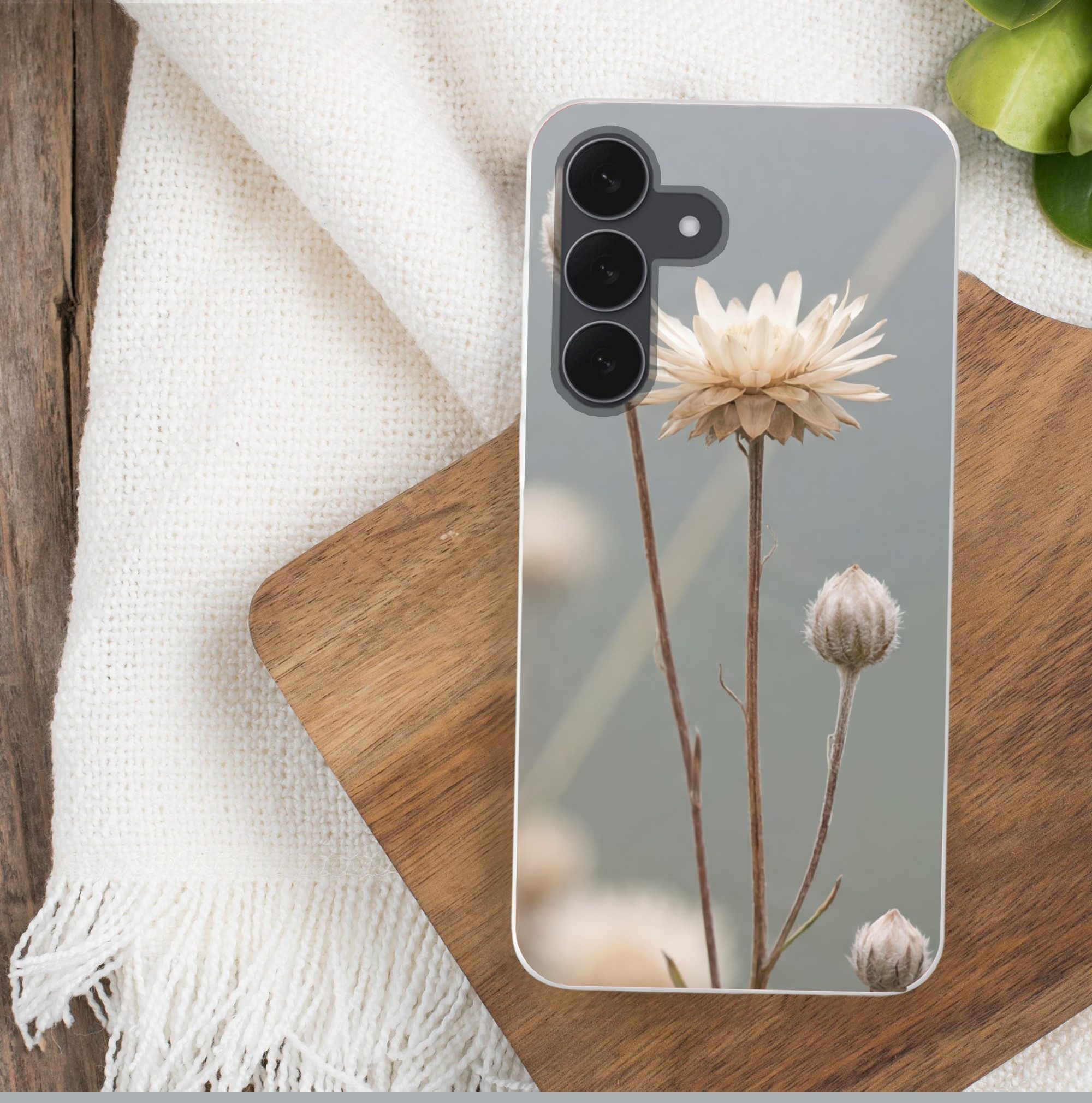 MuchoWow Handyhülle für Samsung Galaxy S25 FE Strohblumen - Weiß - Tageslicht, Smartphone-Bumper, Print, Handy Schutzhülle Dünn