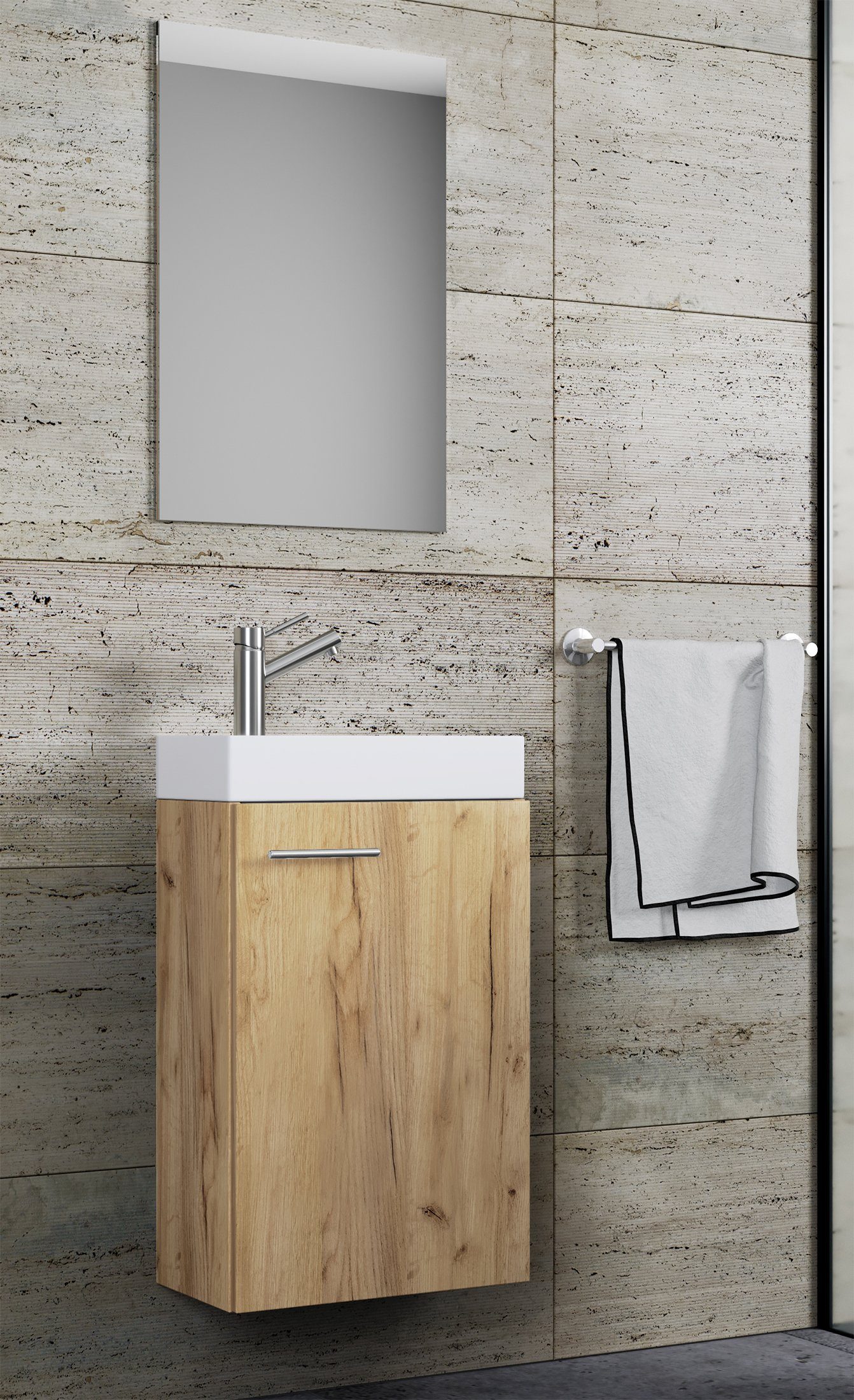 VCM Badmöbel-Set 3-tlg Gäste WC Waschplatz Waschtisch Slito Spiegel, (3-St. günstig online kaufen