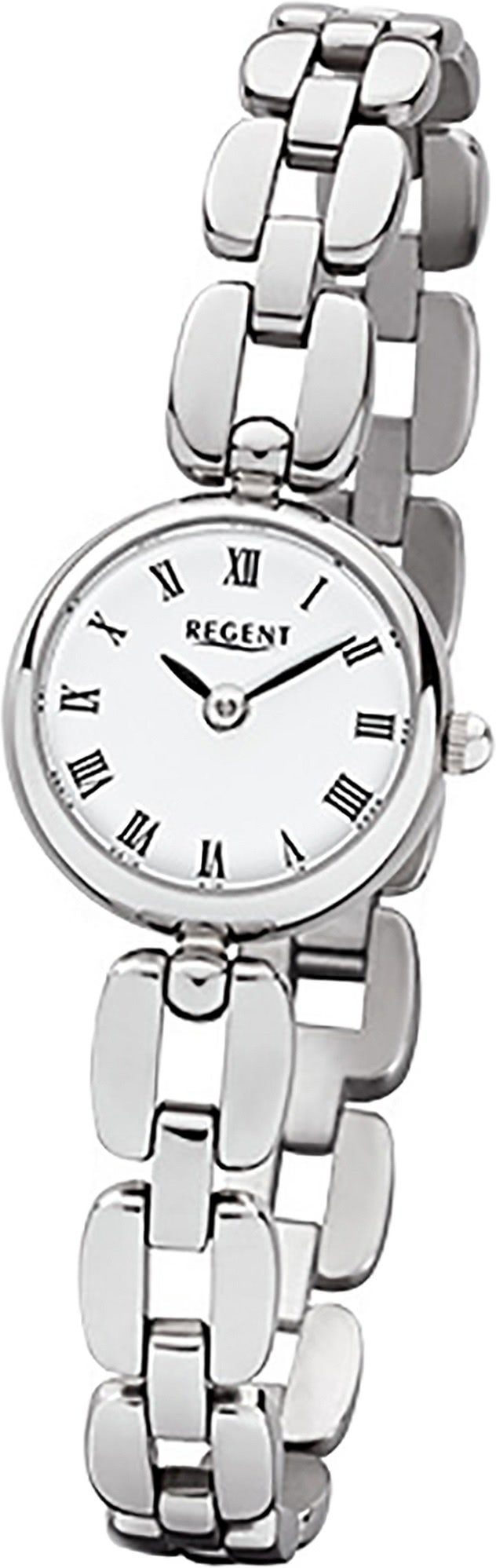 Regent Quarzuhr Regent Stahl Damen Quarzuhr, 20mm), F-965 rundes Edelstahlarmband, Elega klein Gehäuse, (ca. mit Uhr Damenuhr