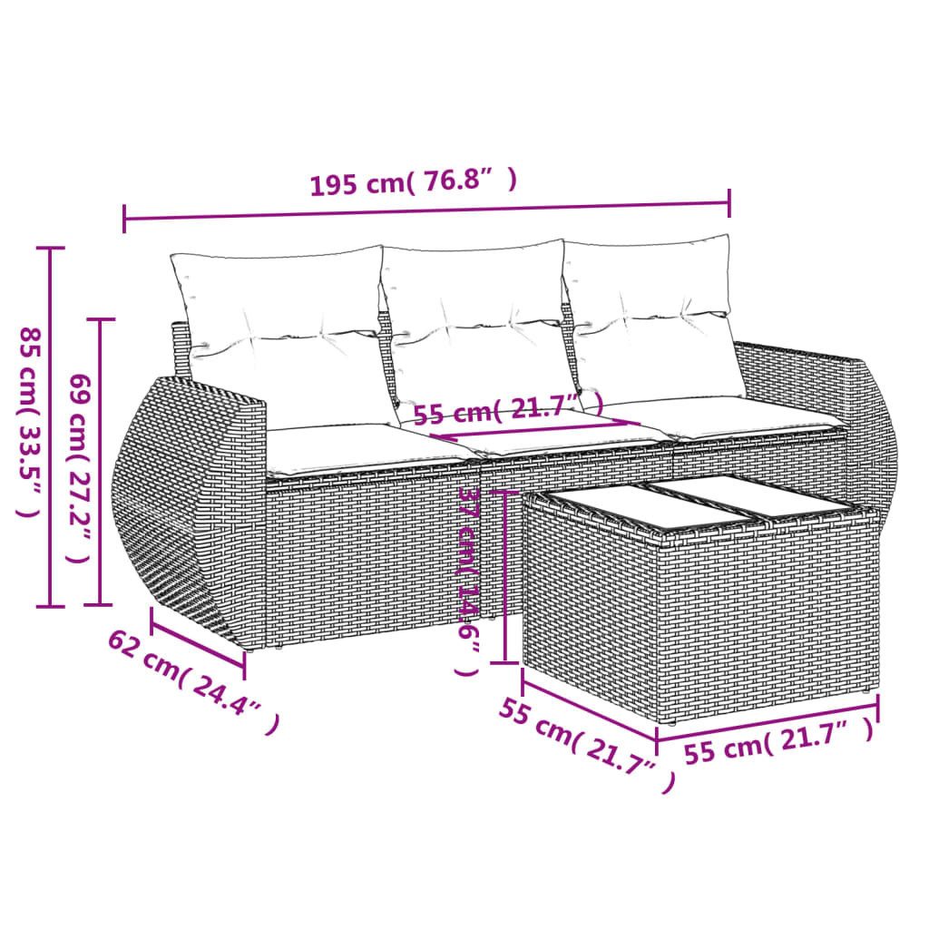 vidaXL Gartenlounge-Set 4-tlg. Garten-Sofagarnitur mit Kissen günstig online kaufen