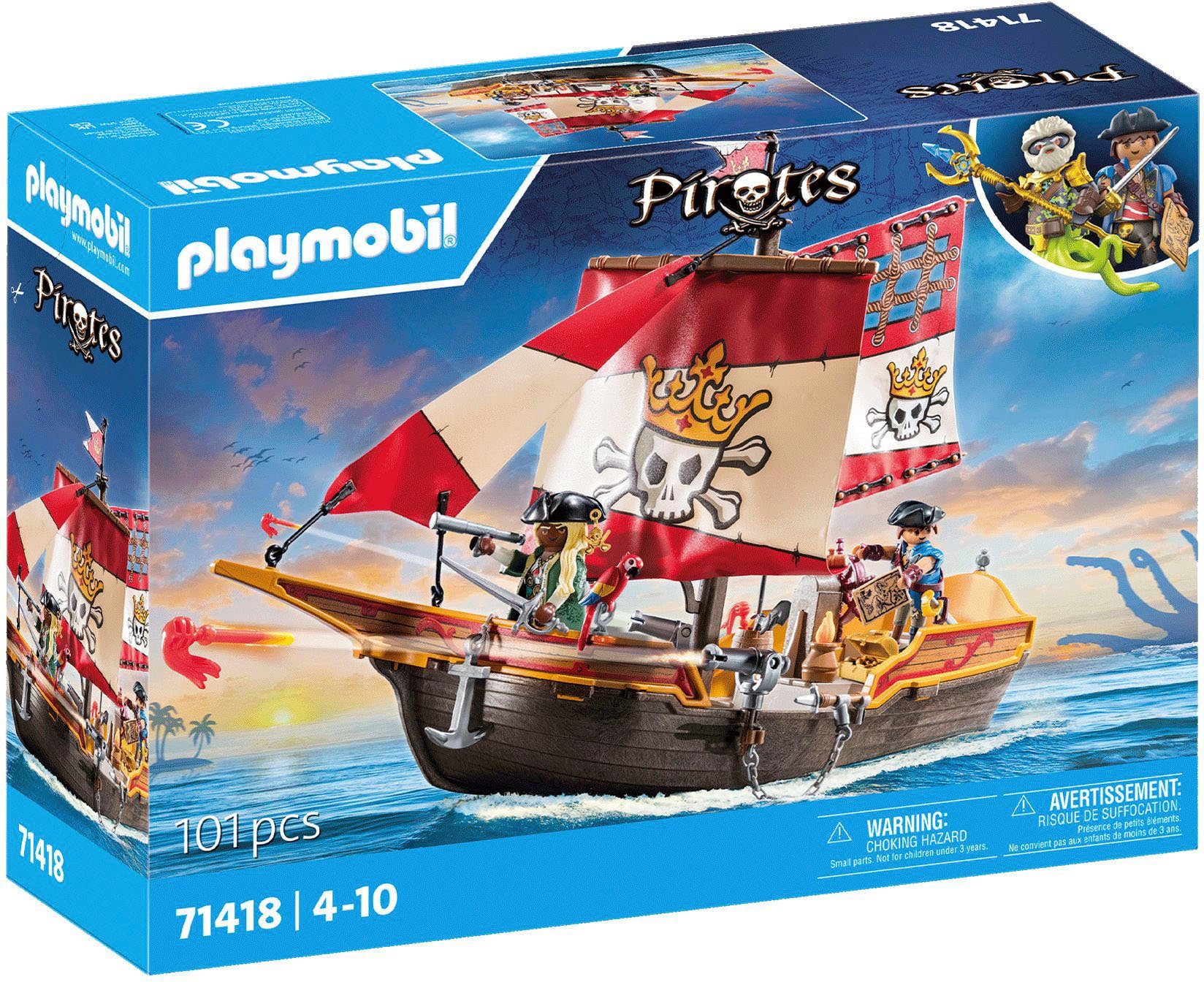 Playmobil® Konstruktions-Spielset Piratenschiff (71418), Pirates, (101 St), Made in Europe