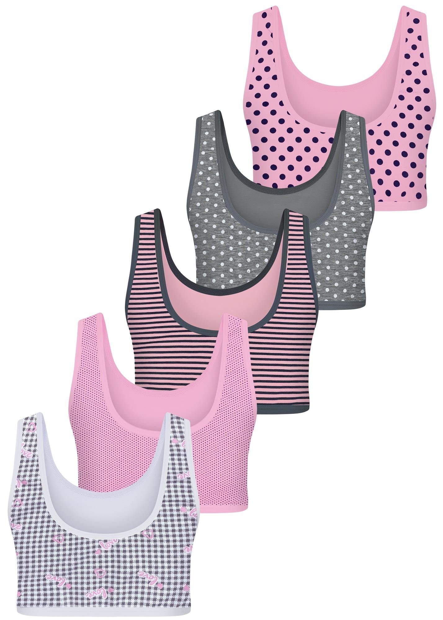 LOREZA Bustier 5er Set Mädchen Bustier BH - Mix - Bunt (Set, 5-tlg., 5er-Pack)