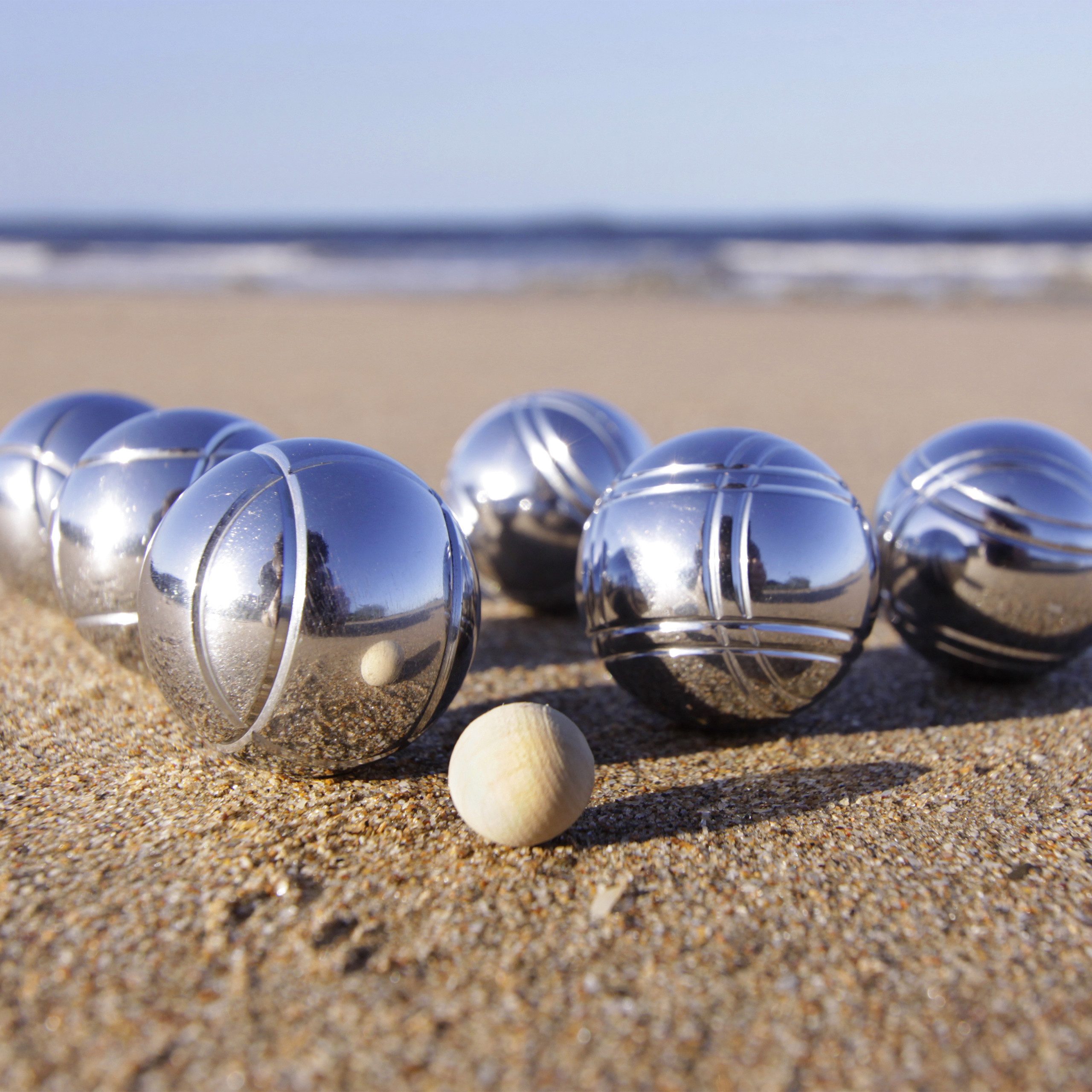 relaxdays Bowlingball Boule Set Metall 6 Kugeln