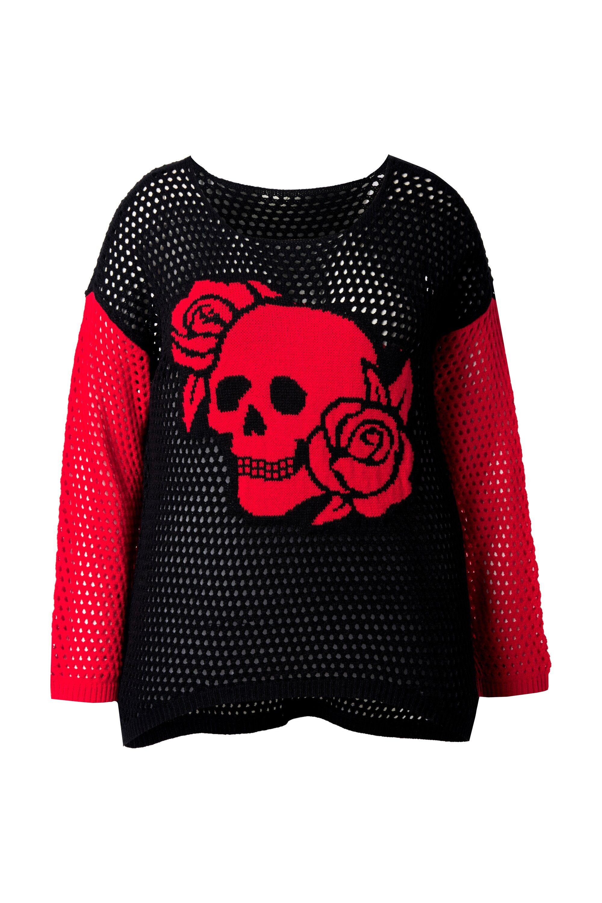 Angel of Style Fleecepullover Pullover Relaxed Fit Lochstrick Totenkopf