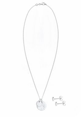 Elli Schmuckset Plättchen Geo-Organic Halskette Ohrring 925 Silber, Kreis