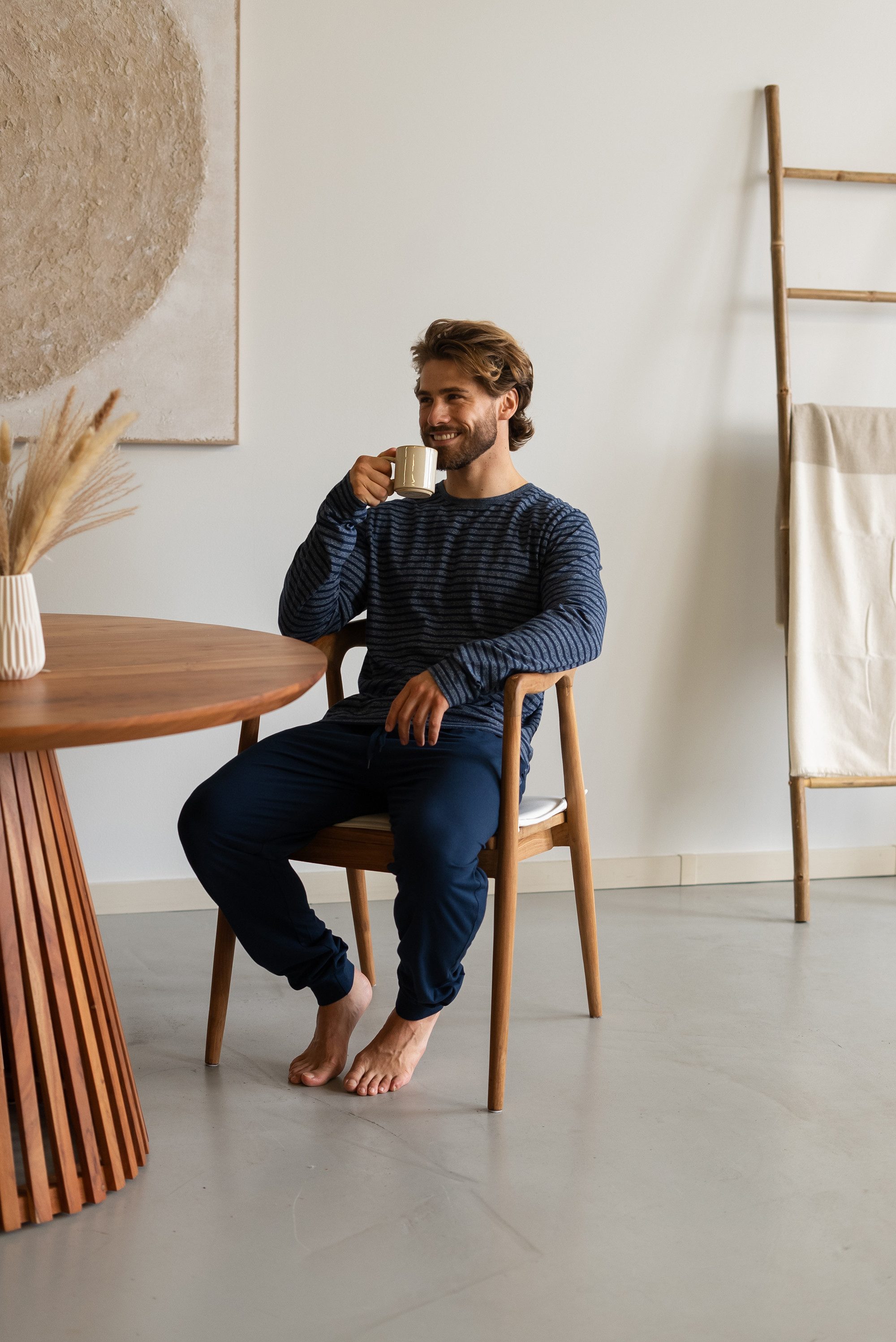 Phil & Co. Pyjamaoberteil Mix & Match (Packung, 1-tlg., 1-teilig) Herren Schlafanzugshirt Langarm Baumwolle Shirt