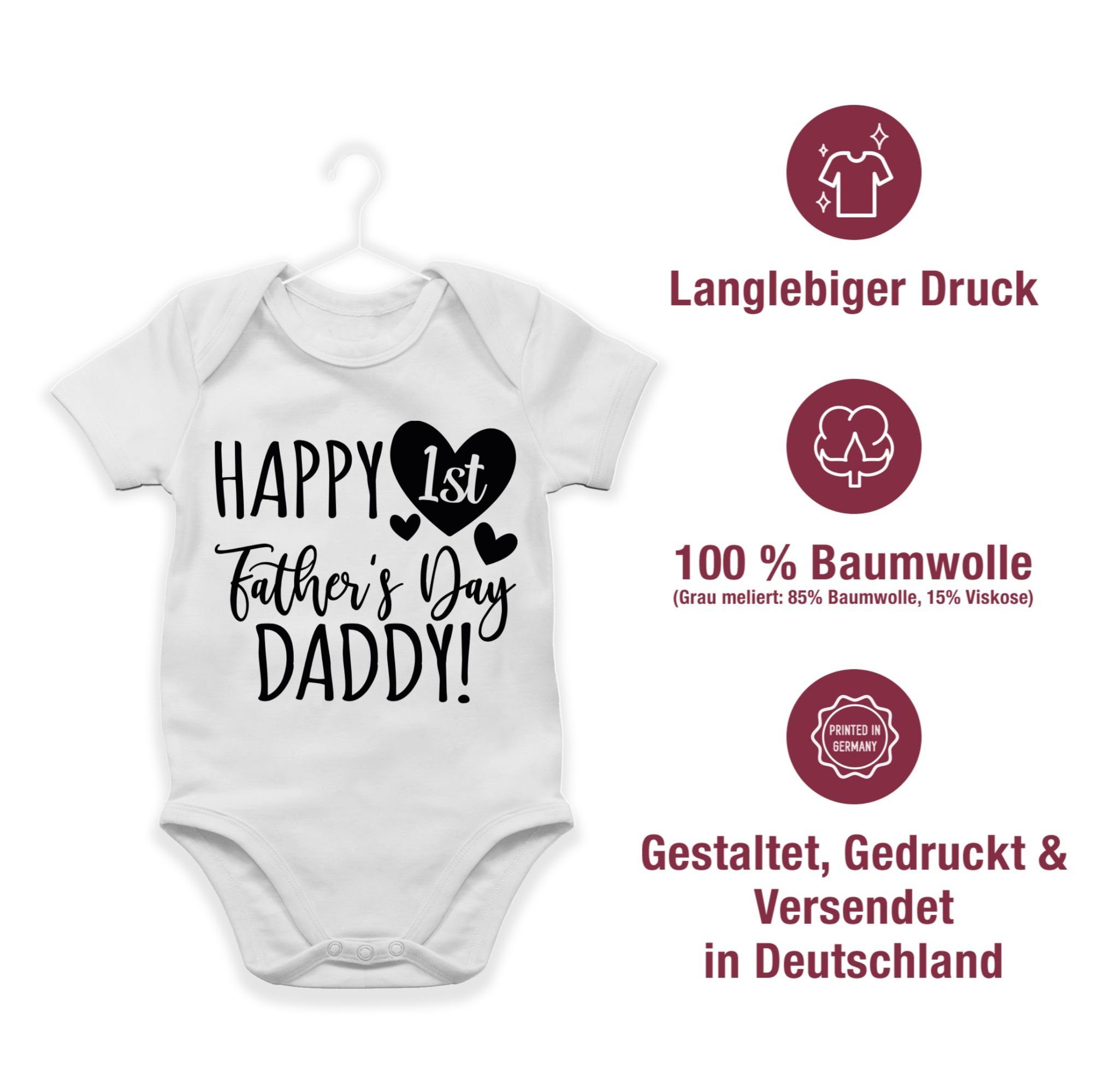 Shirtracer Shirtbody Happy 1st Father's Weiß Day Baby - Geschenk Daddy! schwarz Vatertag 3