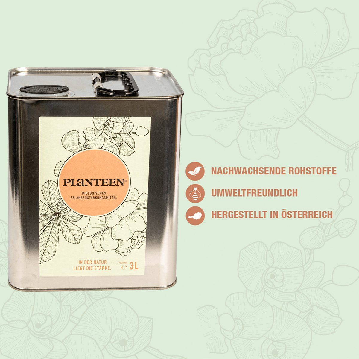 Planteen Pflanzenstärkungsmittel 100% Bio, schützt natürlich vor Schädlingen, 3 Liter, Pflanzenstärkung, Pflanzenhilfsmittel, hergestellt in Österreich
