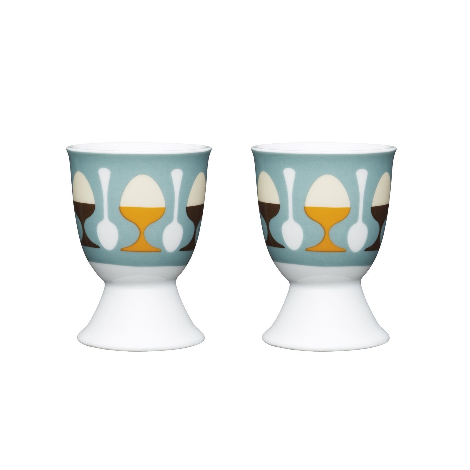 Neuetischkultur Eierbecher Eierbecher Porzellan 2er-Set Retro Eggs, (Set, 2-tlg)