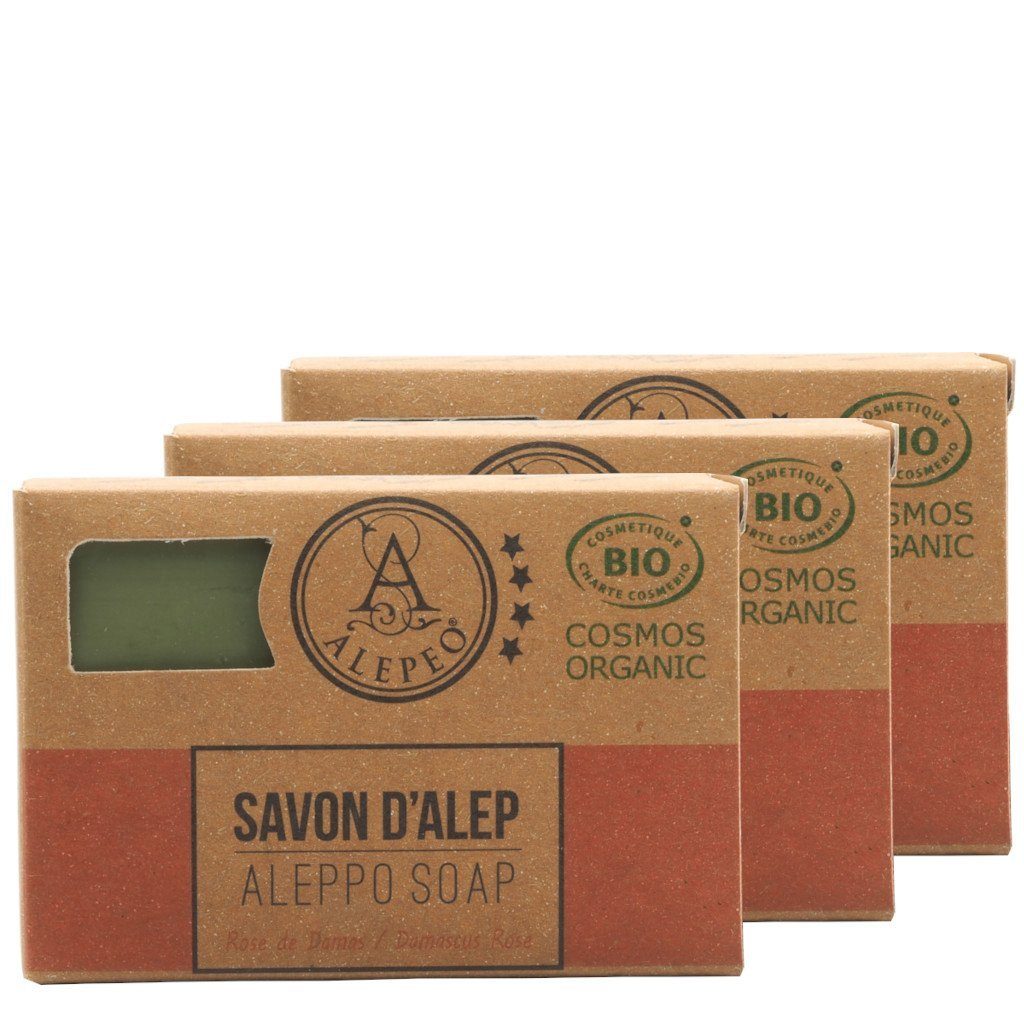 ALEPEO Handseife ALEPEO Aleppo Olivenölseife mit Rosenblütenduft 100 g 3er Pack