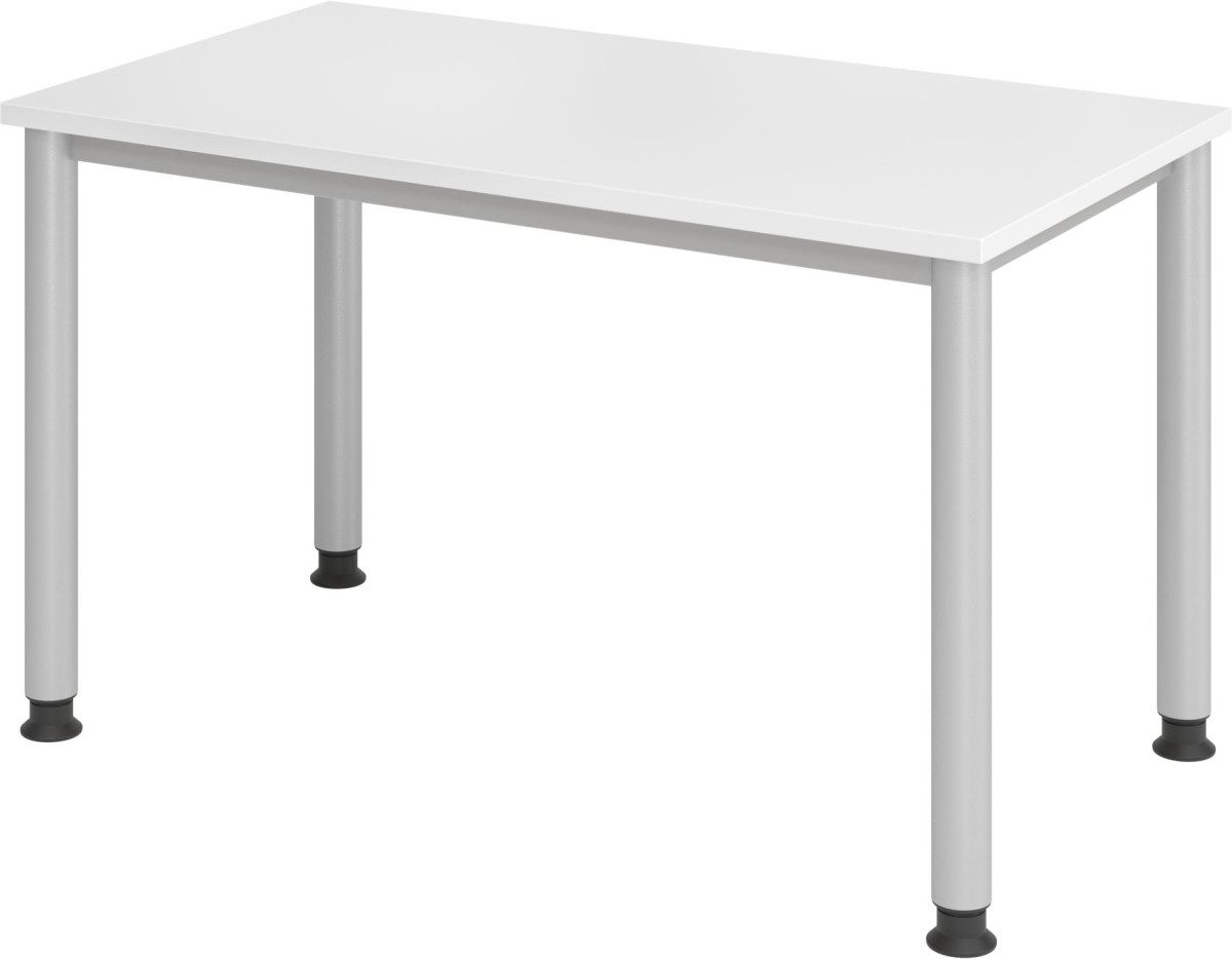 HAMMERBACHER Schreibtisch Schreibtisch 4-Fuß-rund 120x67cm Weiß/silber