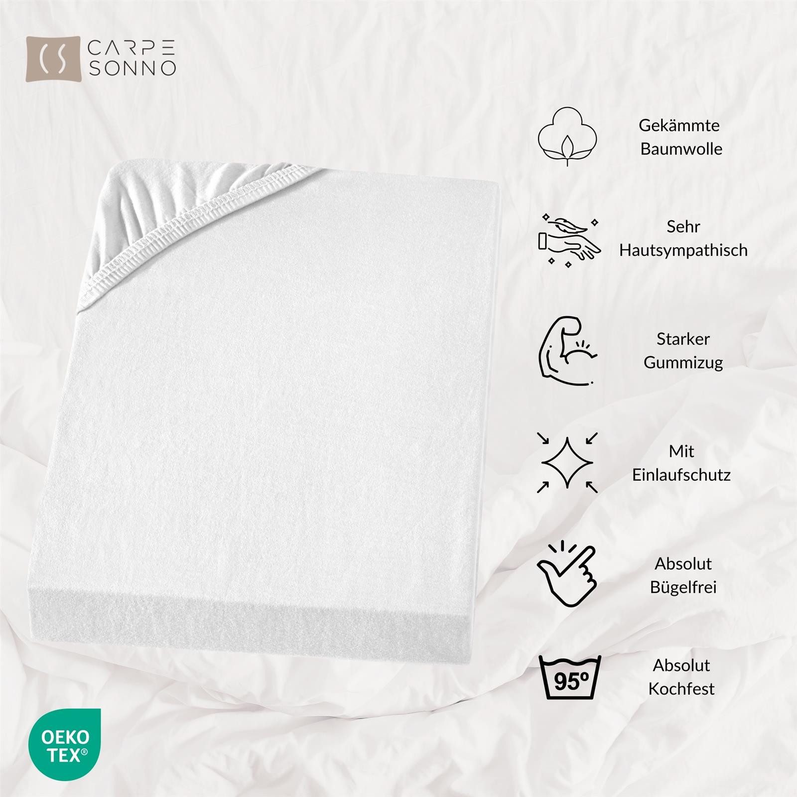 Carpe Sonno Spannbettlaken Boxspringbett Baumwolle 90x200 100x200 140x200 160x200 180x200 200x200, Jersey, Gummizug: rundum, (1 Stück), Mako Jersey Spannbetttuc – Bild 4 von 5