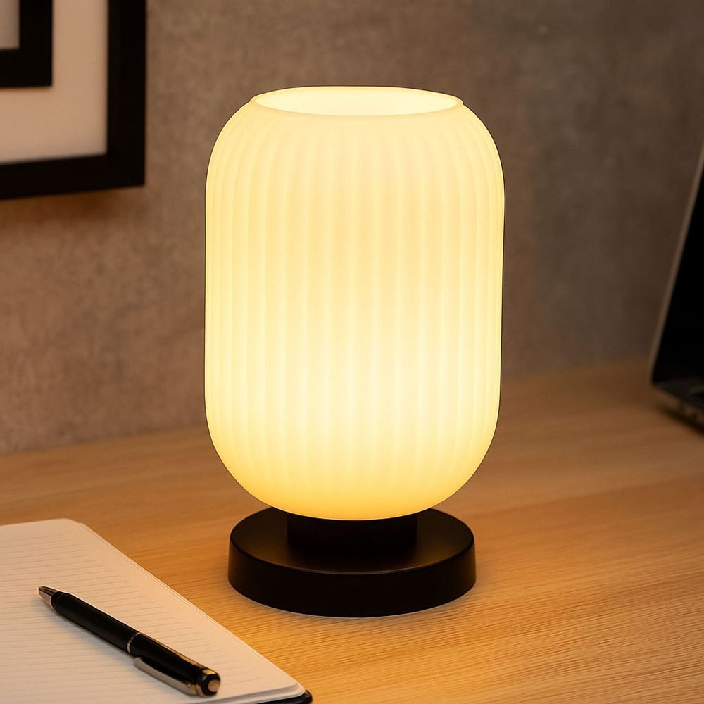 GLOBO LIGHTING Schreibtischlampe, Leuchtmittel inklusive, Warmweiß, Tischleuchte Tischlampe Nachttischlampe weiß Esszimmerlampe Glas LED