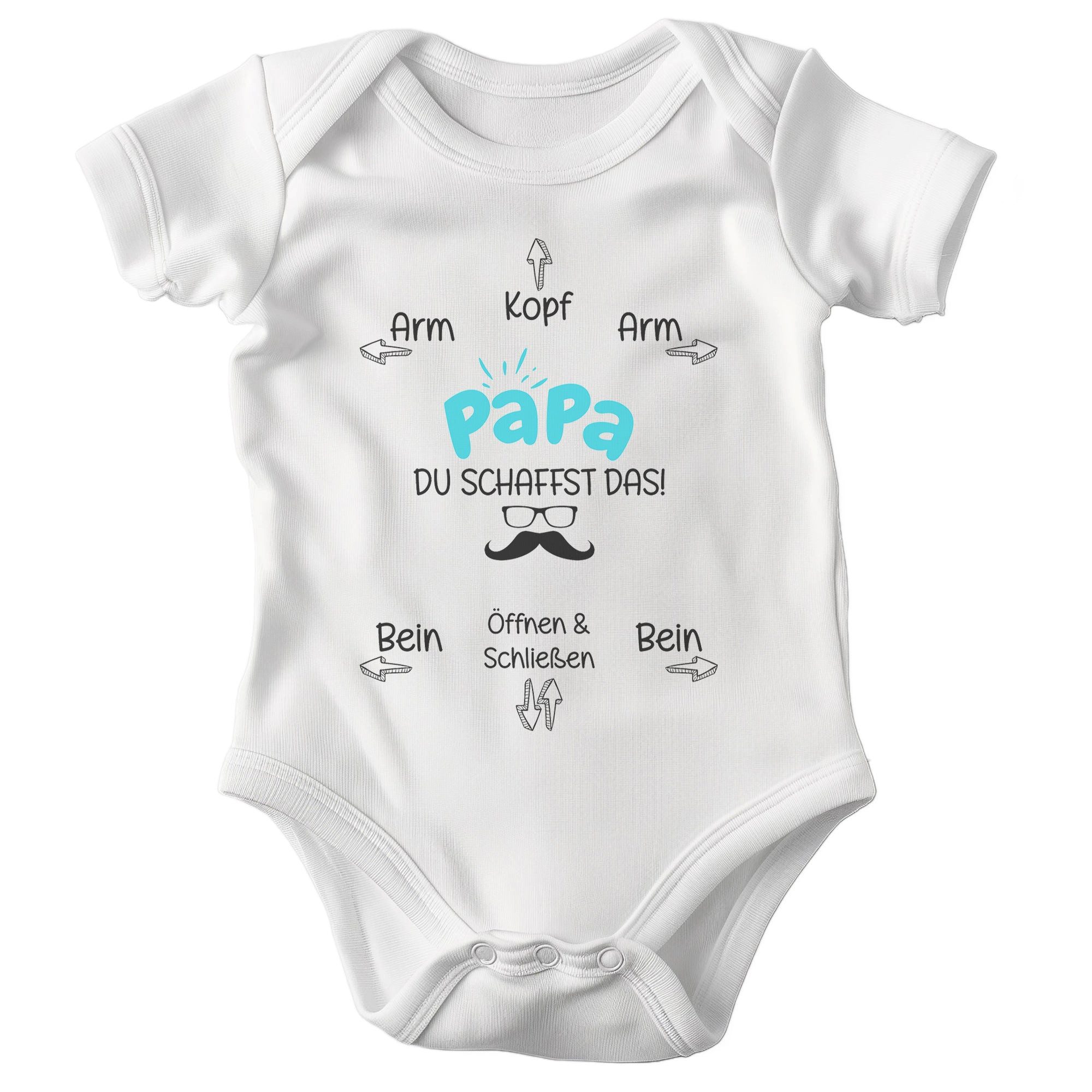 Kurzarmbody Bio Unisex Babybody Weiss Papa Du Schaffst Das Strampler Babyparty