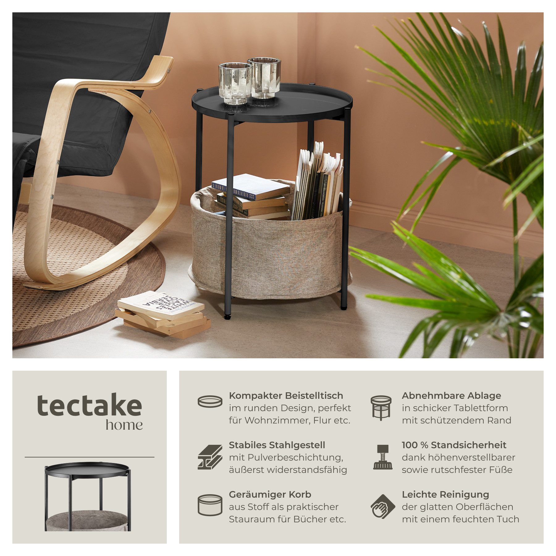 tectake Beistelltisch Canterbury (1-St., 1 tlg), günstig online kaufen