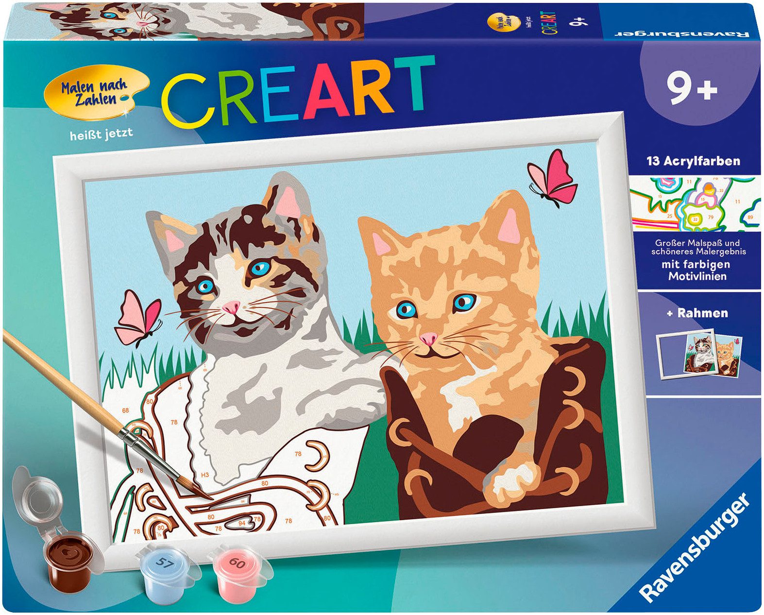 Ravensburger Malen nach Zahlen CreArt, Kätzchen in Stiefeln, Made in Europe