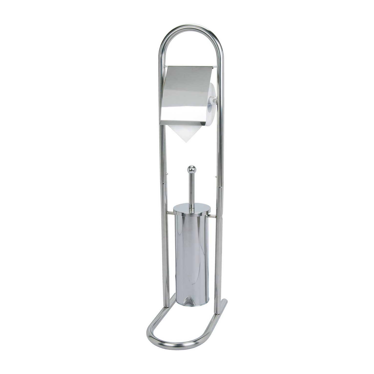 axentia WC-Garnitur Edelstahl Toiletten-Set Klo-Bürste/Toilettenbürste & Klorollenhalter, (2in1 Klopapierhalter und Bürstenständer in Einem, Bürsten-Ständer mit Halterung für Toilettenpapier), Toilettenbürste- und Klorollenhalterung Klobürstenständer