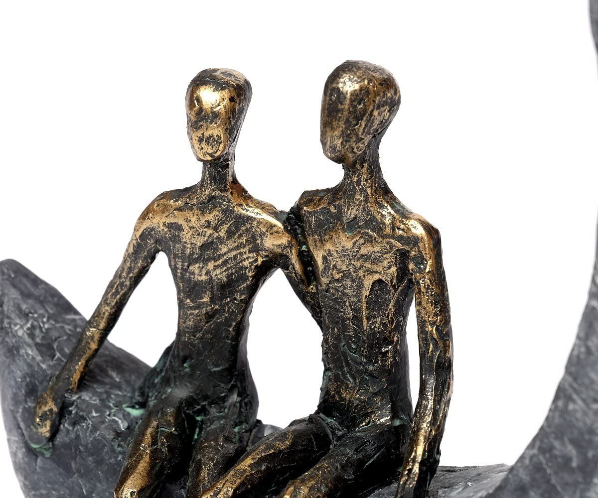 Moon Skulptur Liebespaar Statue Schaukel Mond Figur Skulptur Polyresin Brillibrum Bronze