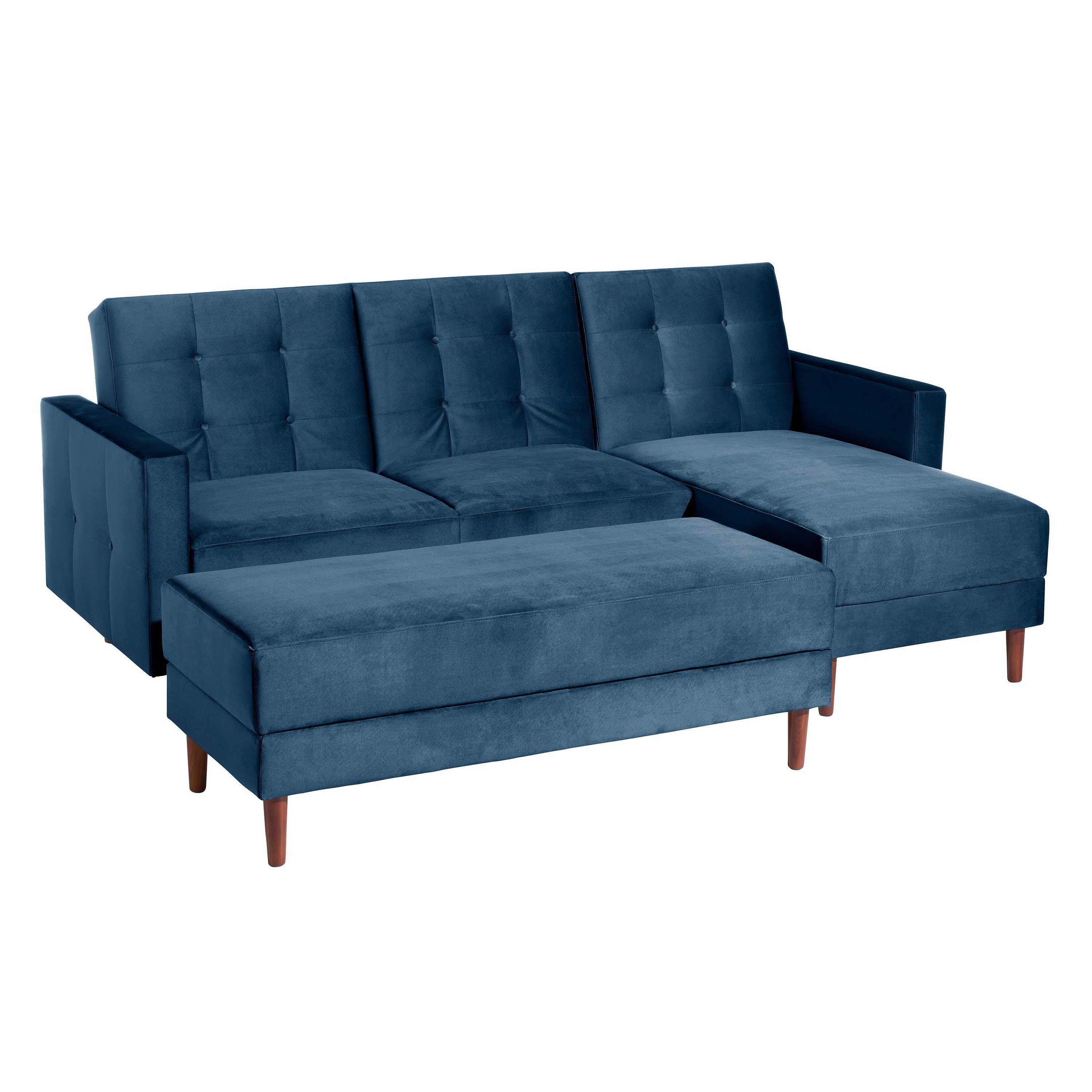 dunkelblau mit Funktionssofa Relax, Hocker Samt Easy Sofa Max Winzer®