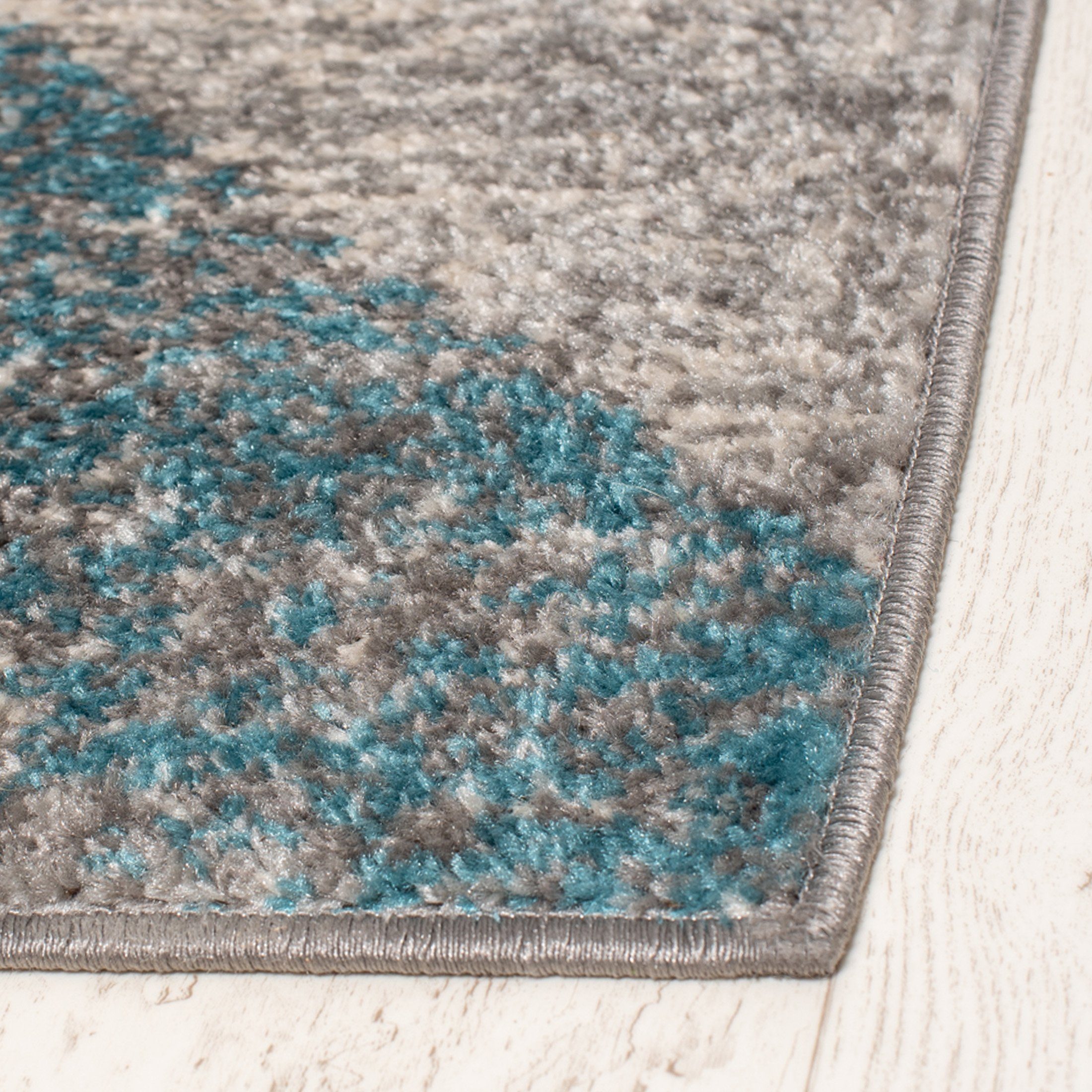 Designteppich Modern Teppich Mazovia, Geometrisch Grau Muster farbe - x Blau 7 200 Höhe Kurzflor, 140 für Kurzflor Fußbodenheizung, mm, Geeignet cm