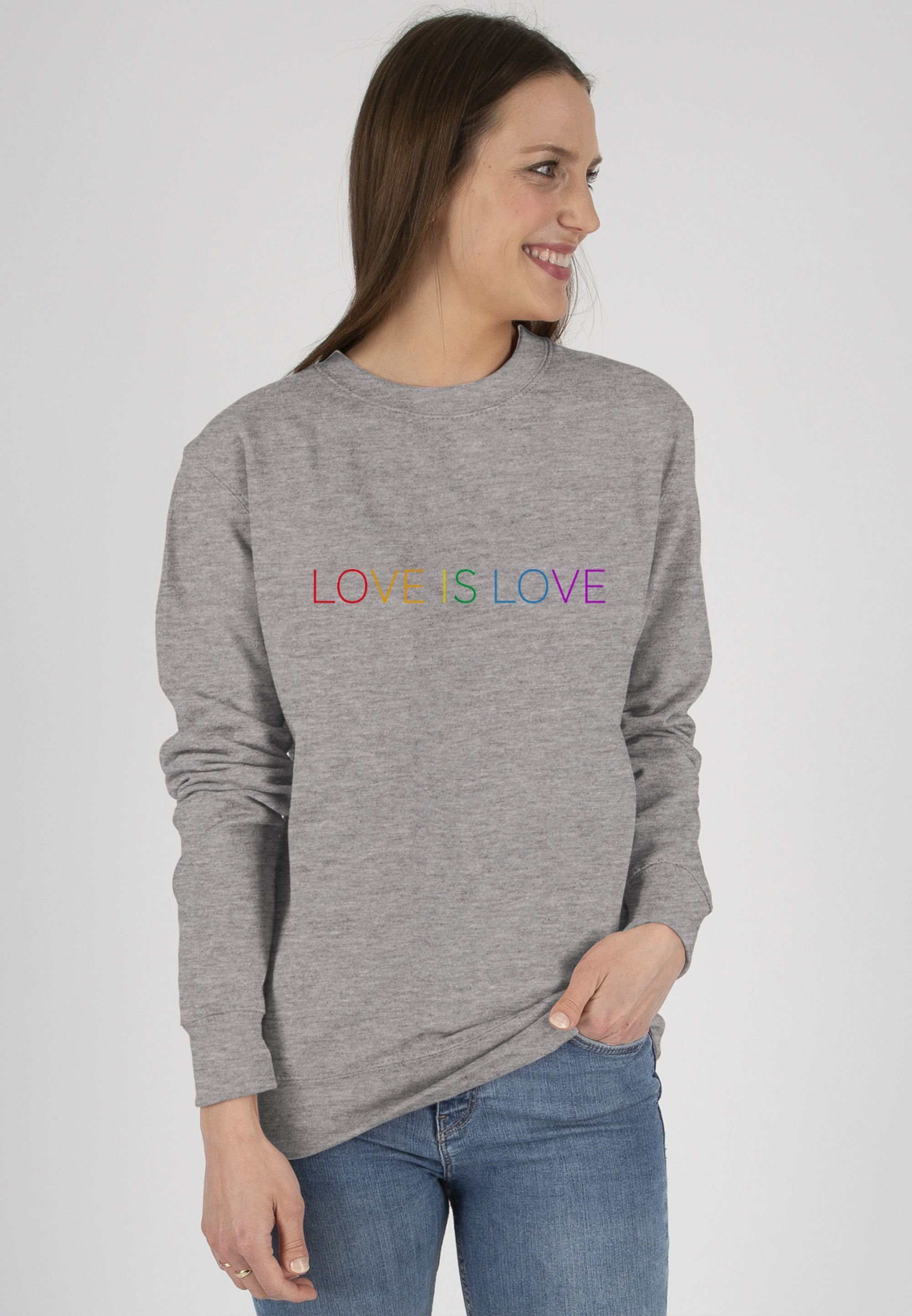Shirtracer Kleidung Regenbogen meliert Pride Love - 3 Love (1-tlg) LGBT - Grau Sweatshirt is