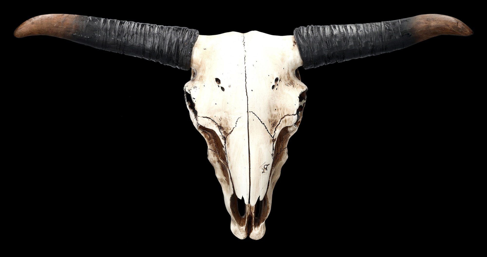 Figuren Shop GmbH Wanddekoobjekt Wanddeko - Longhorn Totenkopf groß - Tierdeko Wilder Westen Dekoration