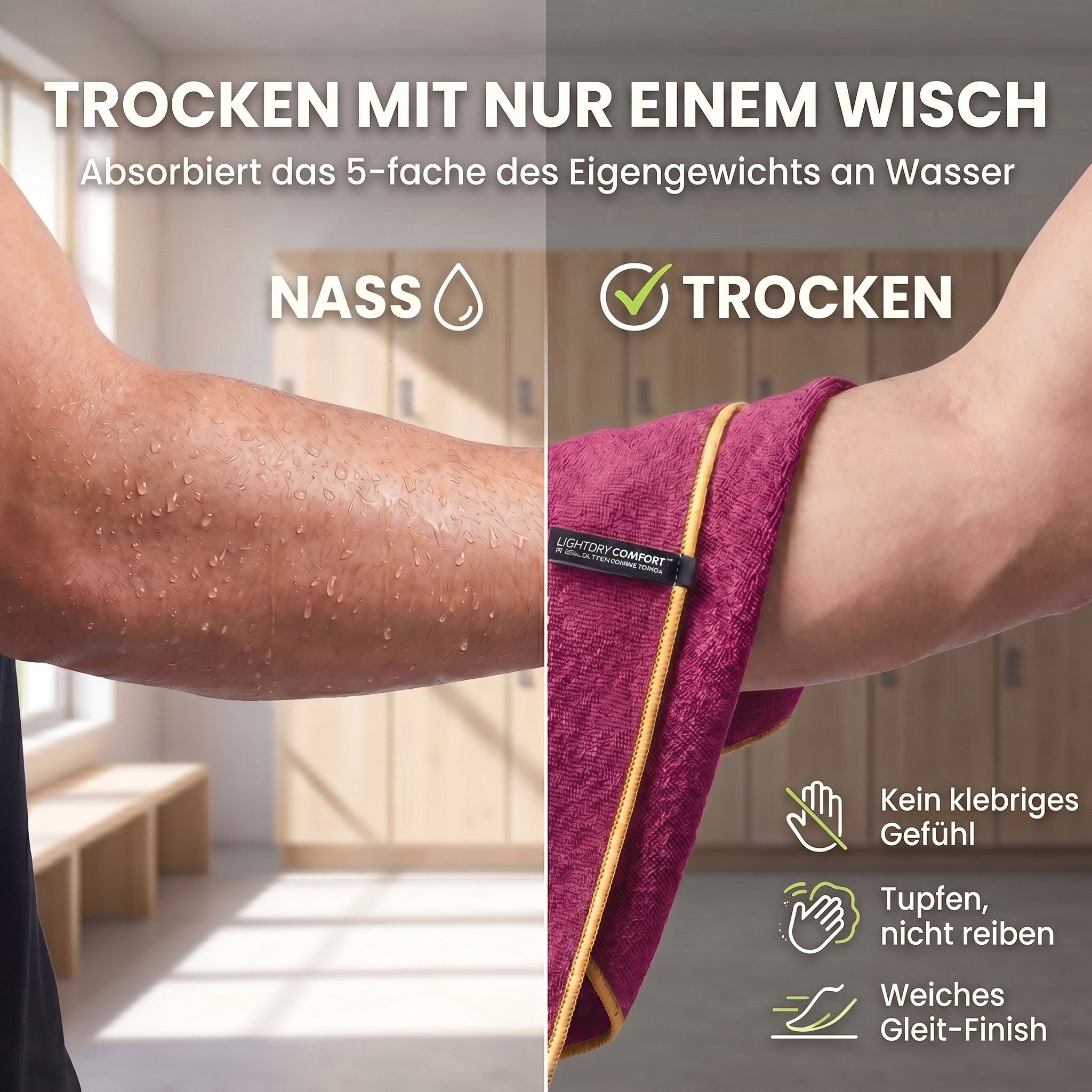 LightDry Reisehandtuch LightDry Reisehandtuch – Leichtes Mikrofaser-Sport und Strandhandtuch, Sport, Strand & Badehandtuch – Bild 5 von 5