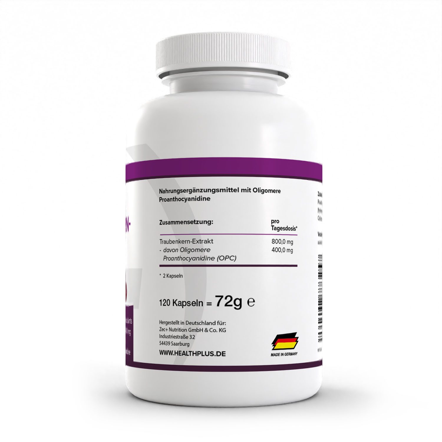 Zec+ Nutrition HEALTH+ OPC TRAUBENKERN EXTRAKT, 120 Kapseln Kapseln