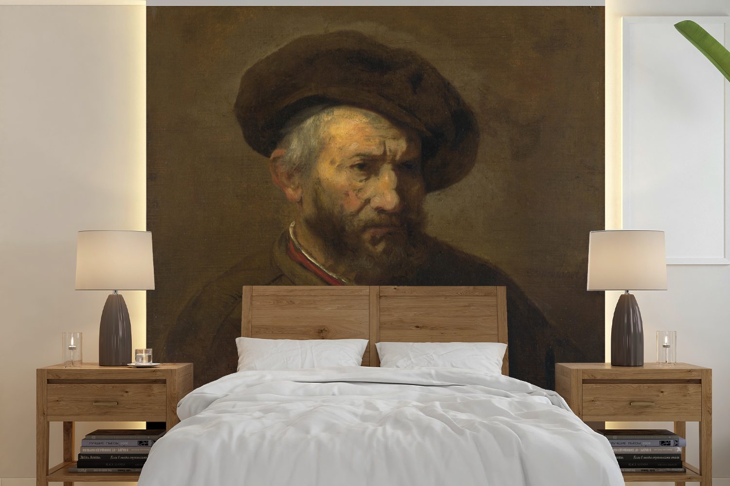 MuchoWow Fototapete Selbstbildnis - Gemälde von Rembrandt van Rijn, Matt, bedruckt, (5 St), Vinyl Tapete für Wohnzimmer oder Schlafzimmer, Wandtapete