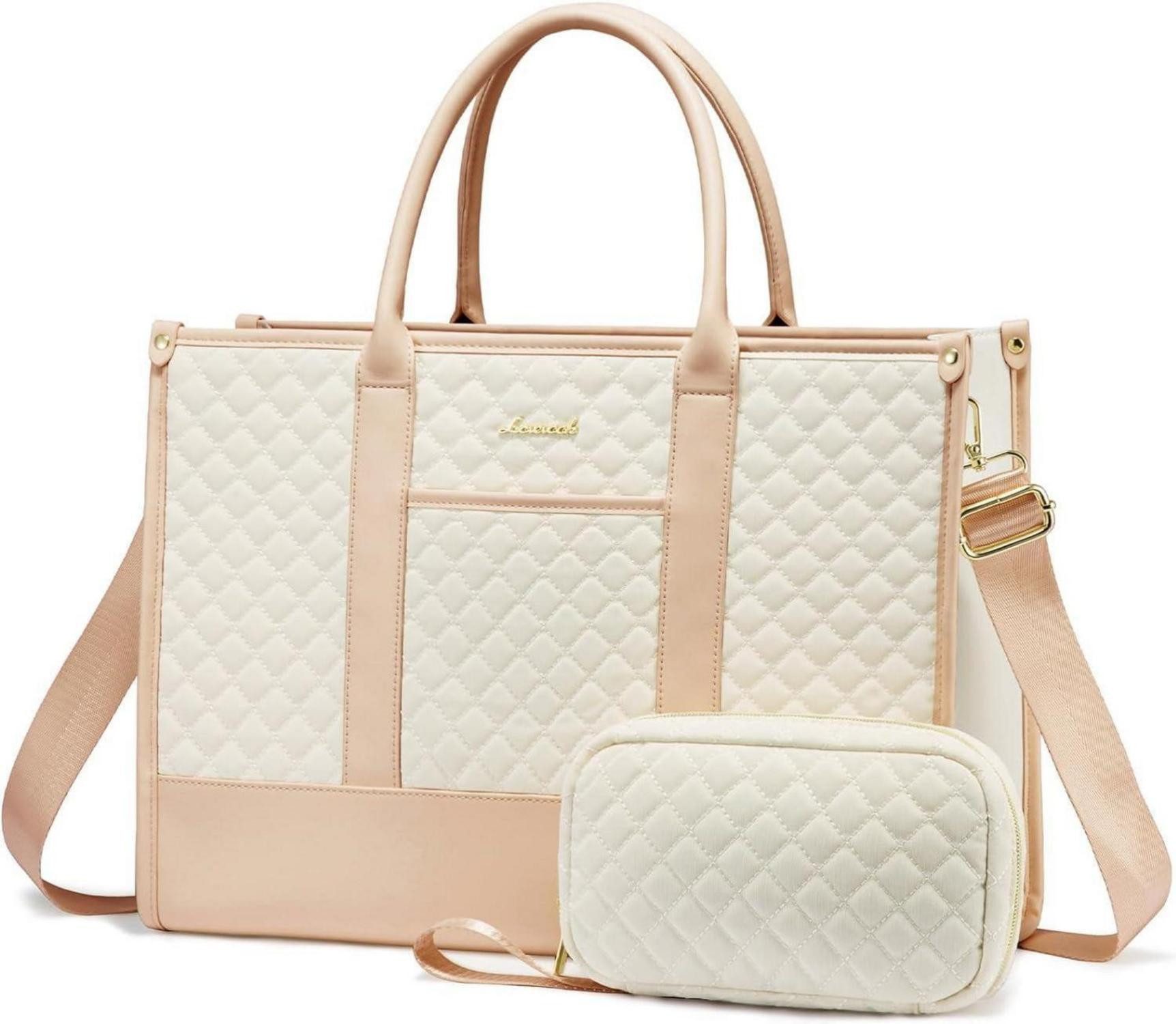 LuxusKollektion Laptoptasche Laptoptasche Damen 15,6 Zoll wasserdicht Arbeitstasche groß beige