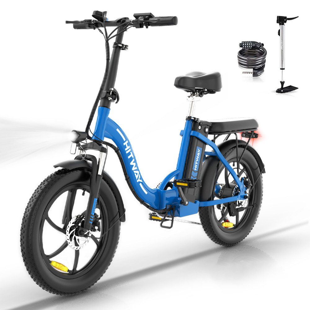 HITWAY E-Bike BK6S 20*3 Zoll Elektrofahrrad Fat Tire Damen Herren E-Cityrad, 7 Gang, Kettenschaltung, Heckmotor, Faltrad E-Mountainbike E-fahrrad klapprad Bis zu 90km