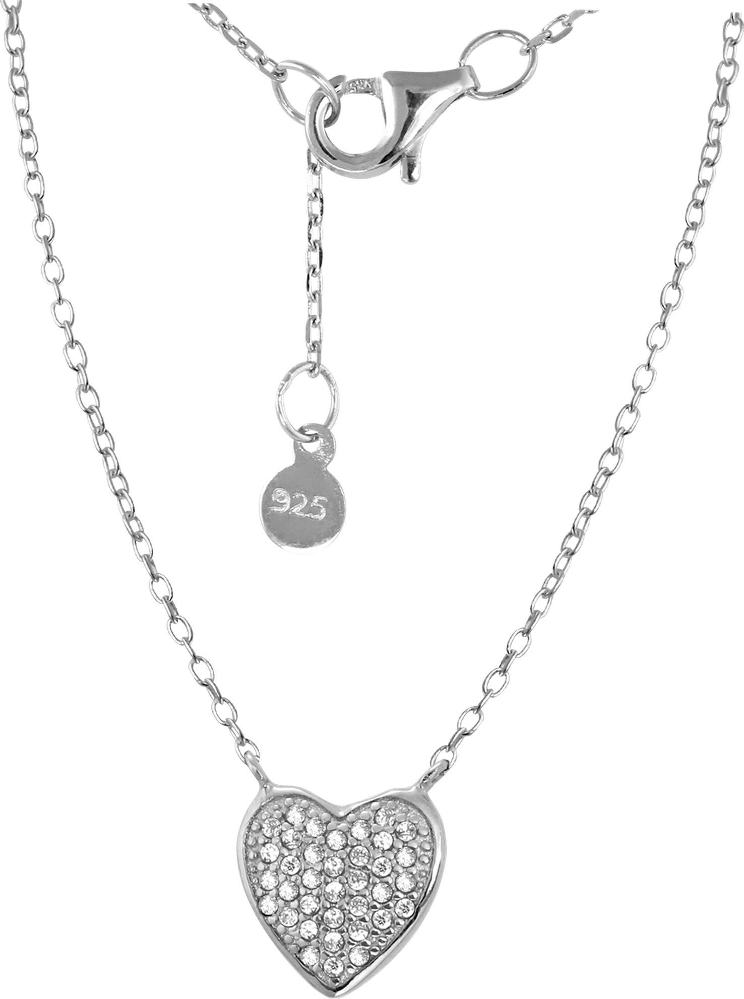 SilberDream Silberkette SilberDream Zirkonia Herz Halskette silber, Halsketten (Herz) ca. 44cm, 925 Sterling Silber, Farbe: silber