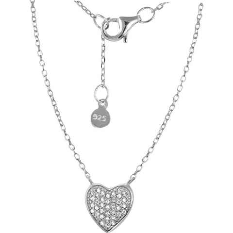 SilberDream Silberkette SilberDream Zirkonia Herz Halskette silber (Halskette), Halsketten (Herz) ca. 44cm, 925 Sterling Silber, Farbe: silber