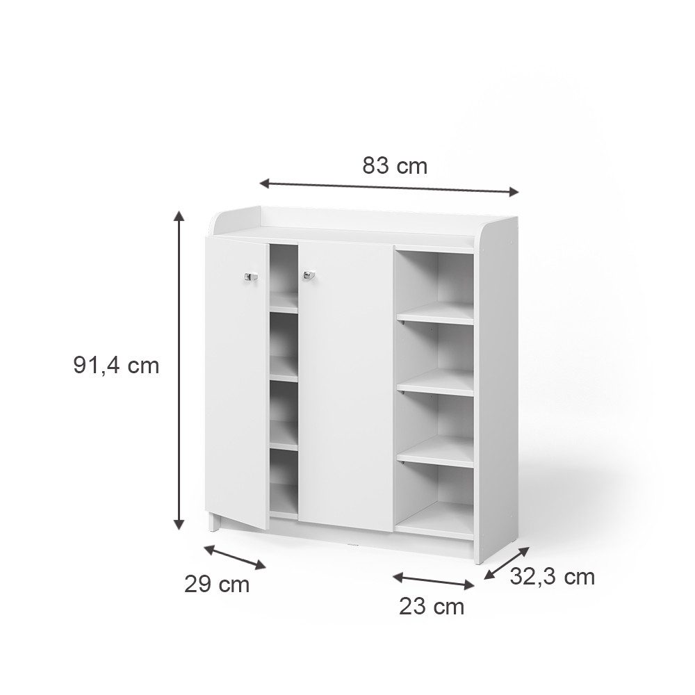 Vicco Schuhschrank Moritz, Weiß, 83 x 91.4 cm mit 2 Türen (1-St)