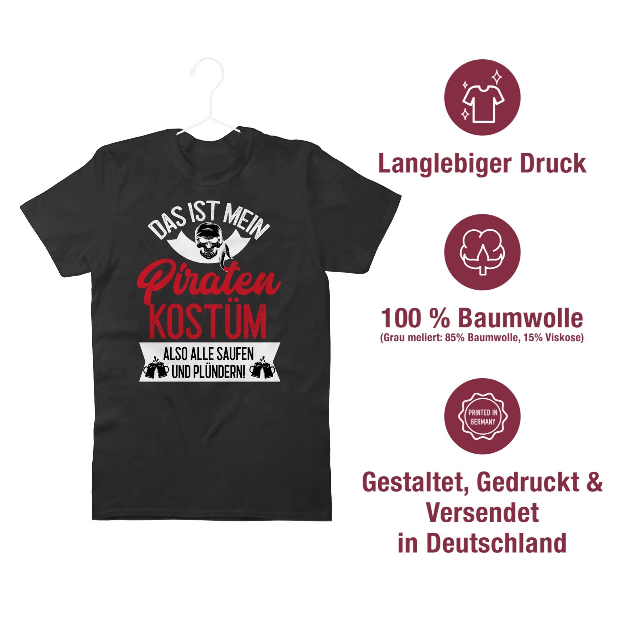 ist Shirtracer mein - T-Shirt Kostüm weiß/rot 1 Outfit Schwarz Piraten Das Karneval